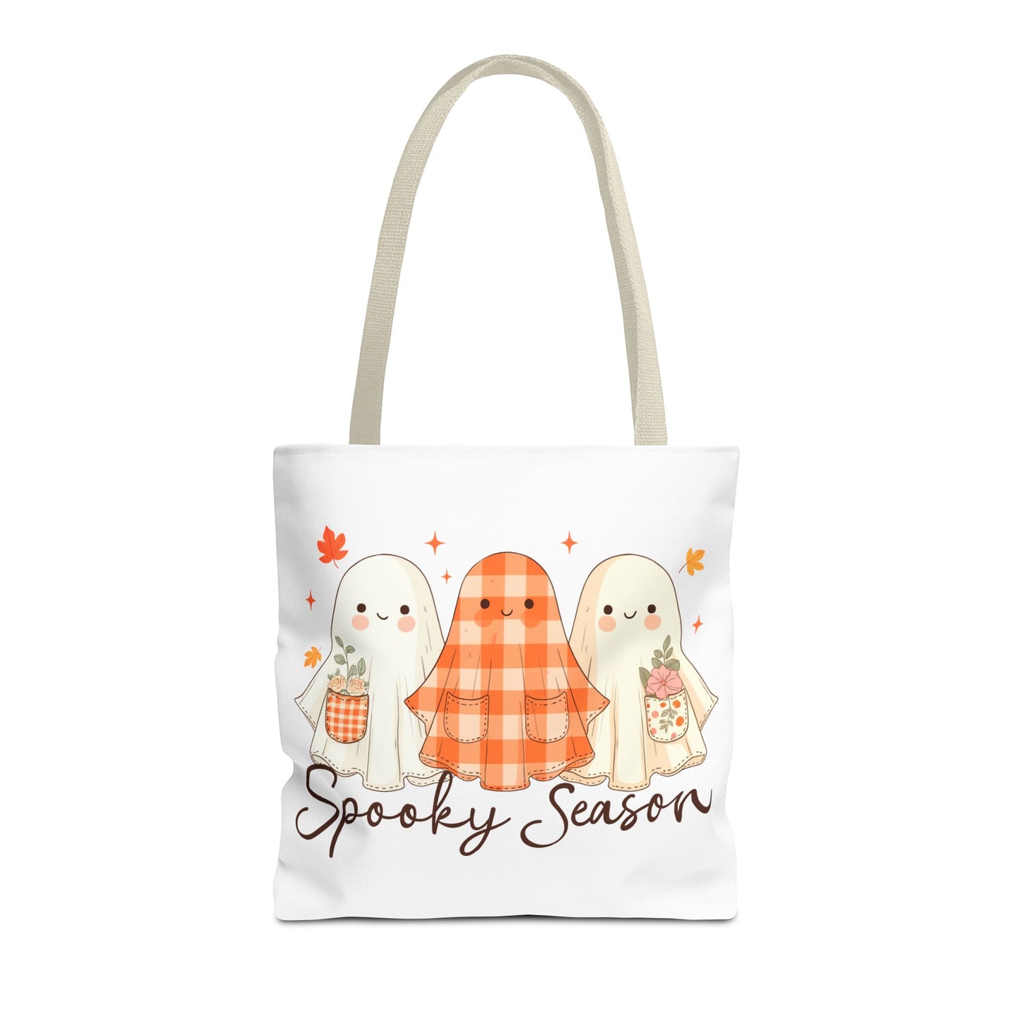 👻 Spooky Season Ghost Friends Tote Bag – Cozy Fall Vibes with a Cute Twist 🍂👜
