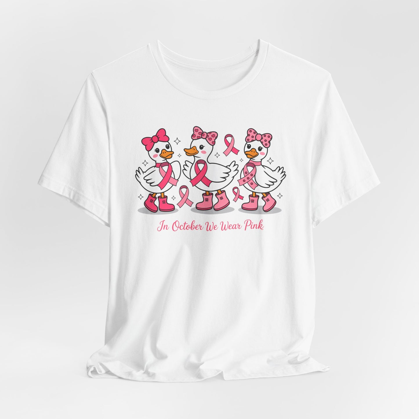 🎀🦆 In October We Wear Pink Duck T-Shirt – Cute Breast Cancer Awareness Tee 💖✨