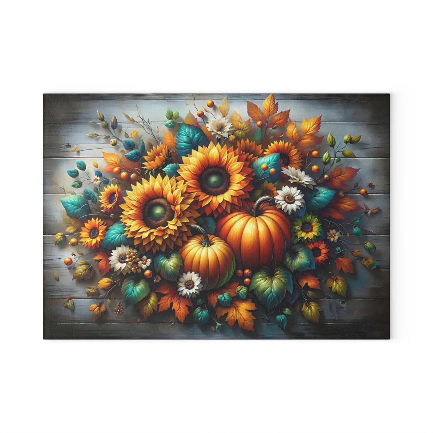 🌻🎃 Autumn Sunflower & Pumpkin Cutting Board – Rustic Harvest Charm for Your Kitchen 🍂✨