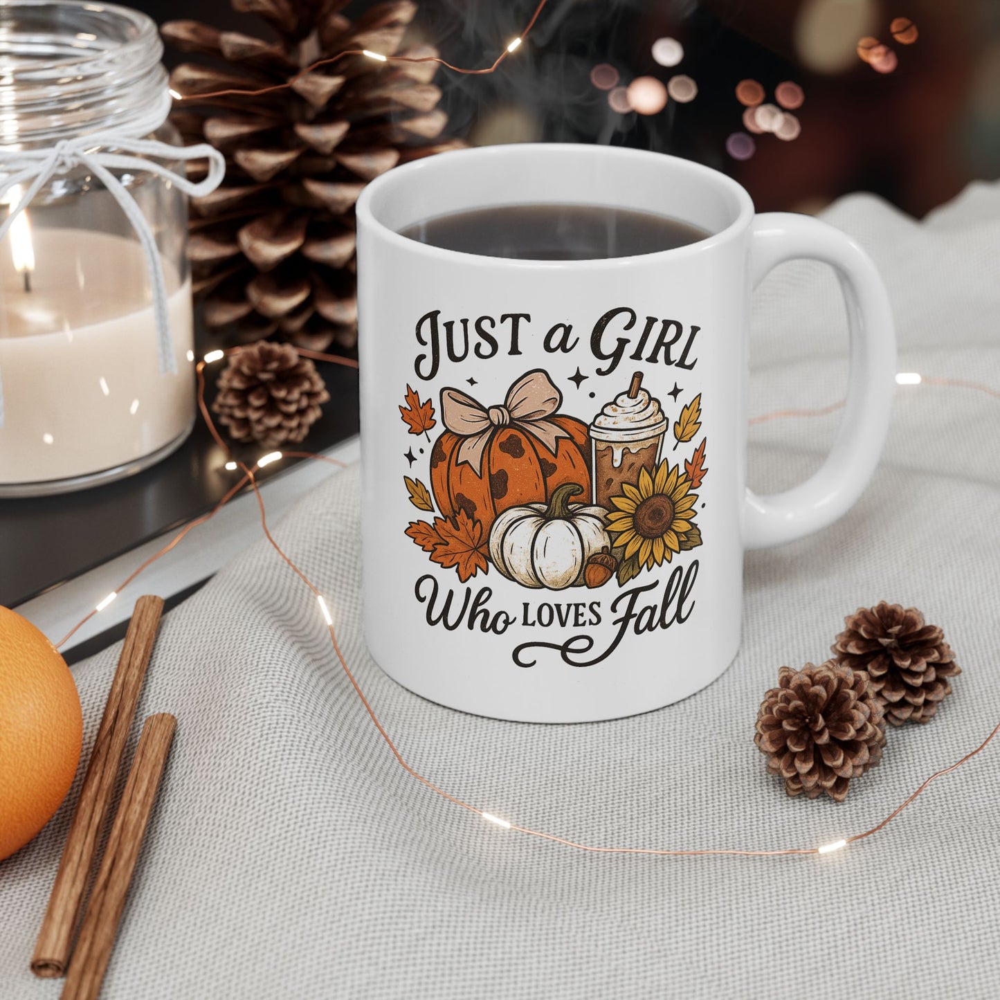 🍂🎃 Just a Girl Who Loves Fall – Cozy Autumn Ceramic Cup ✨☕