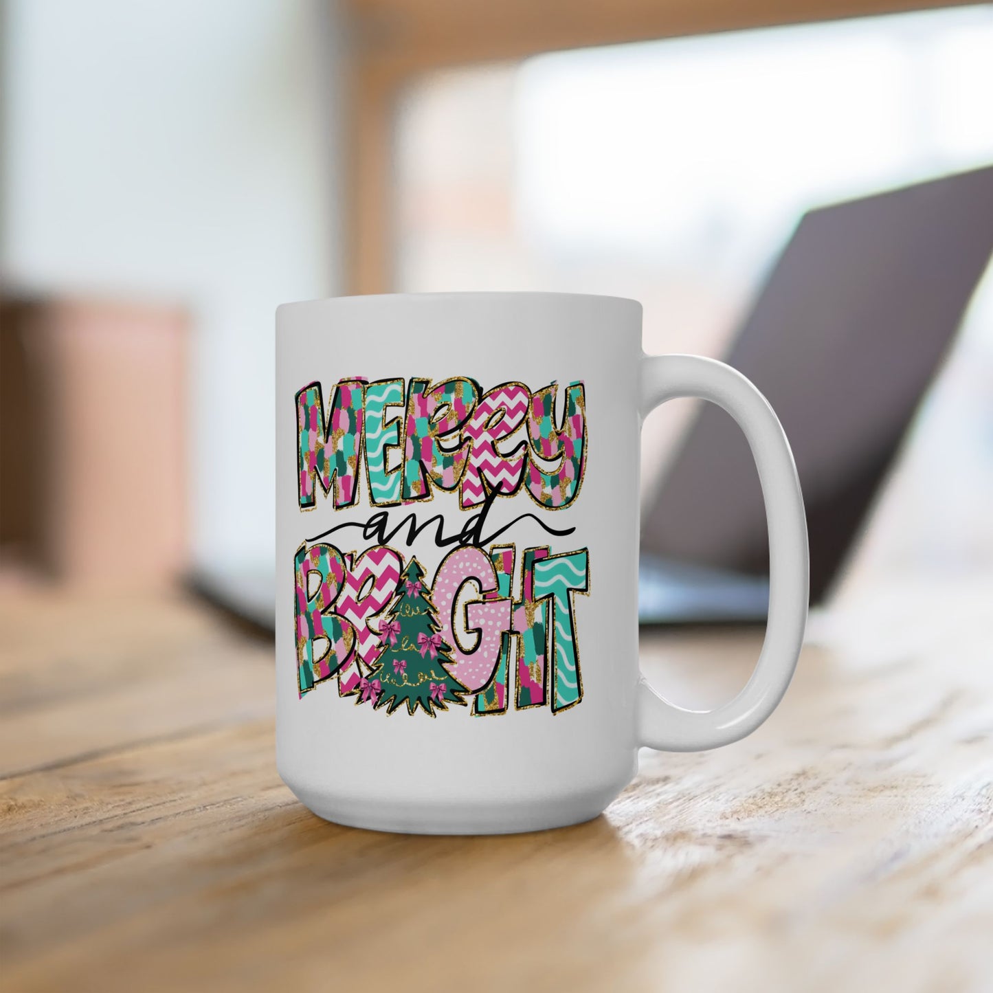 ☕ Merry and Bright Mug – Whimsical Colors & Holiday Cheer in Every Sip 🎄💖