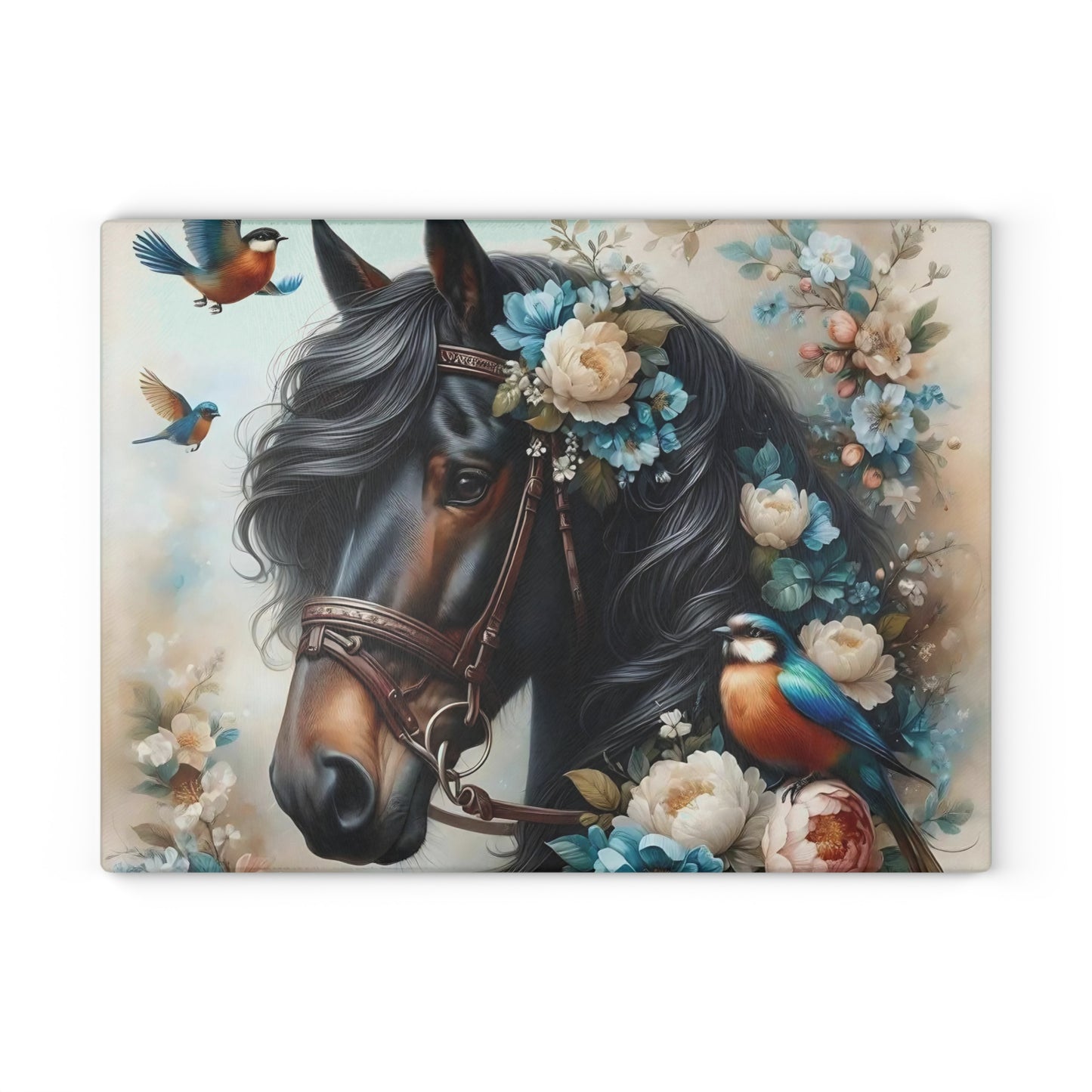 Hermosa tabla de cortar de caballo, tabla de cortar de vidrio templado, tabla de charcutería, tabla de cortar, regalo de inauguración de la casa, tabla de cortar personalizada