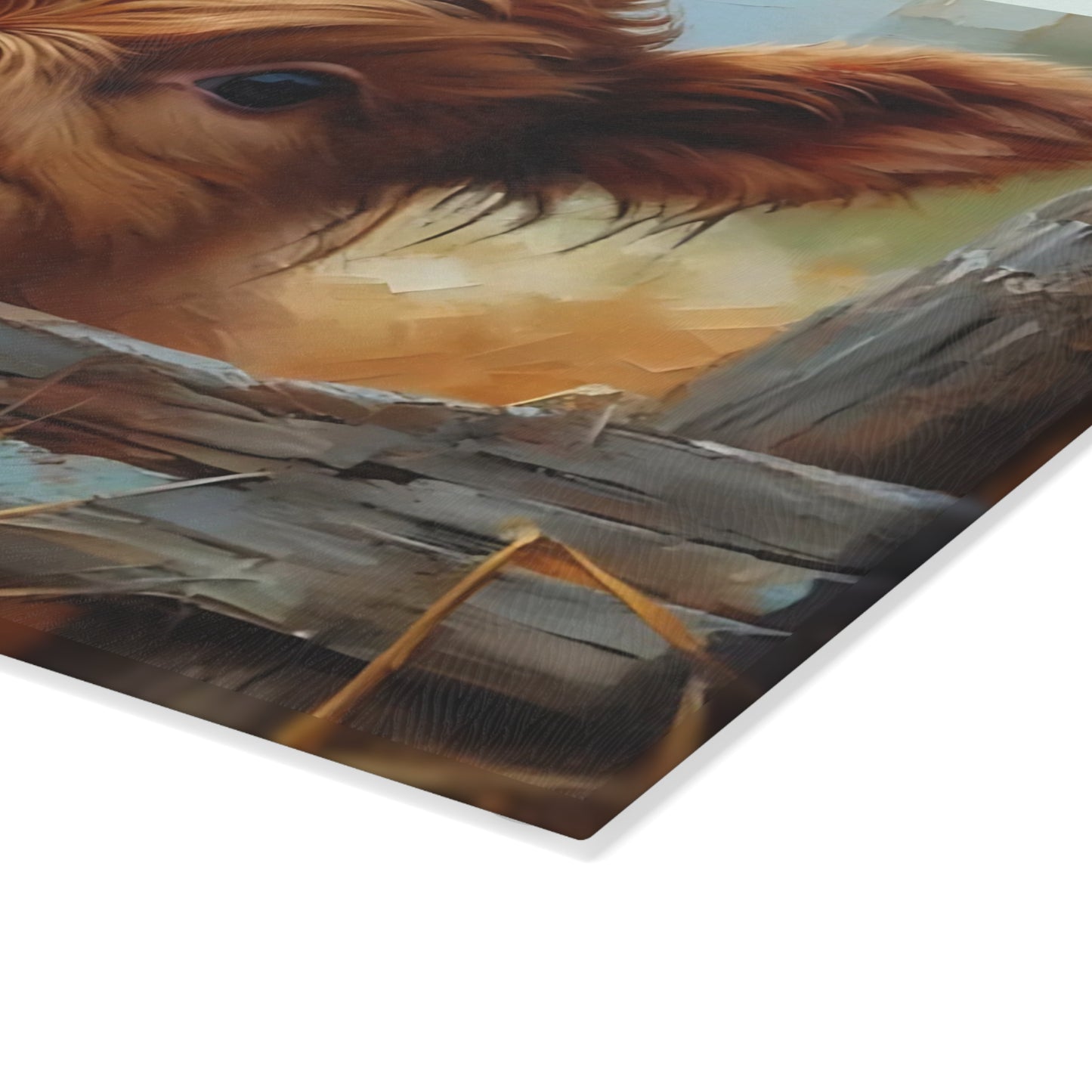 🐮🌾 Curious Highland Calf Cutting Board – Rustic Charm with Country Soul