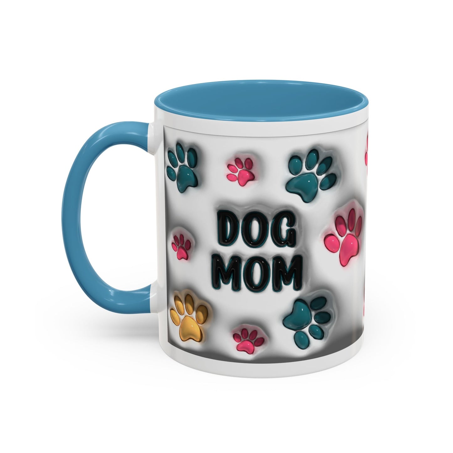 Dog Mom Accent Mug – Colorful Paw Print Cup for Proud Pet Parents