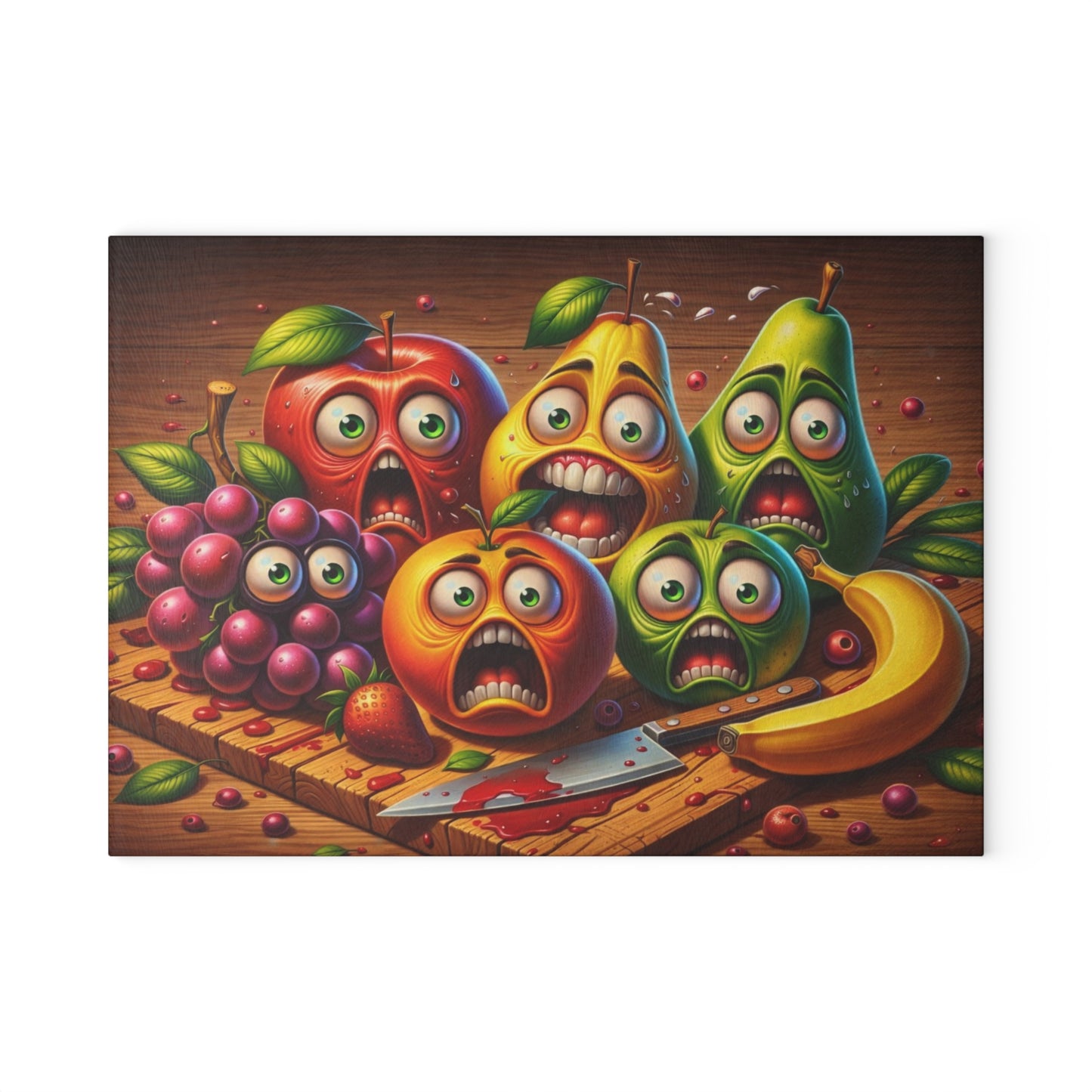 Kitchen Crime Scene Glass Cutting Board – Funny Fruit Kitchen Humor Design