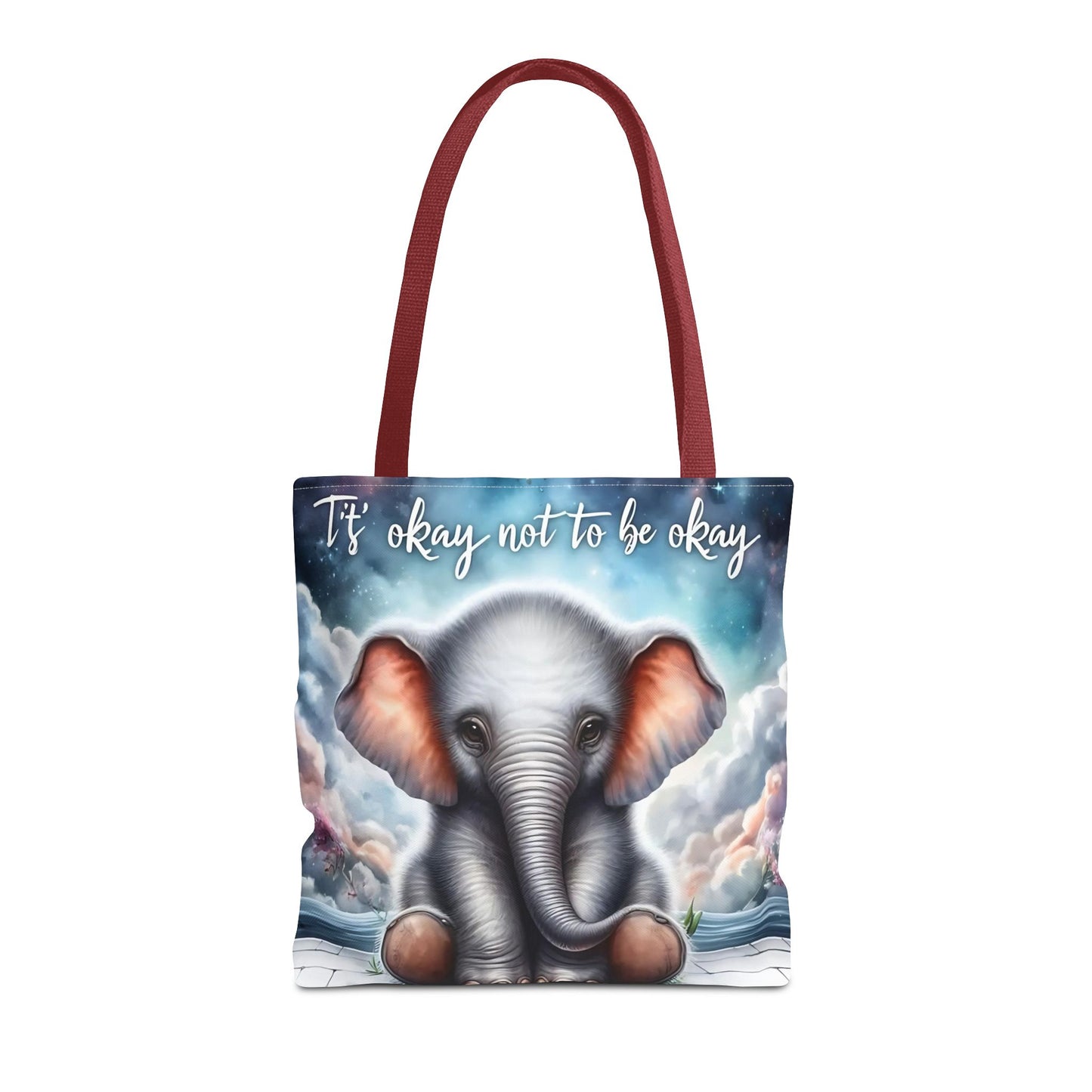 Bolsa de mano con elefante “Está bien no estar bien”: un suave recordatorio con un diseño delicado y caprichoso.