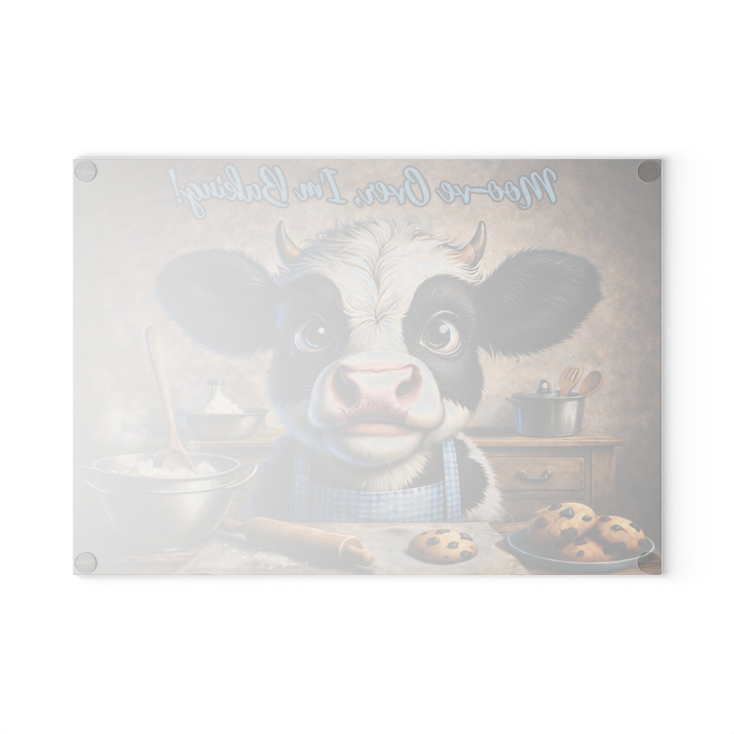 Moo-ve Over, I’m Baking! Glass Cutting Board – Whimsical Farmhouse Kitchen Decor