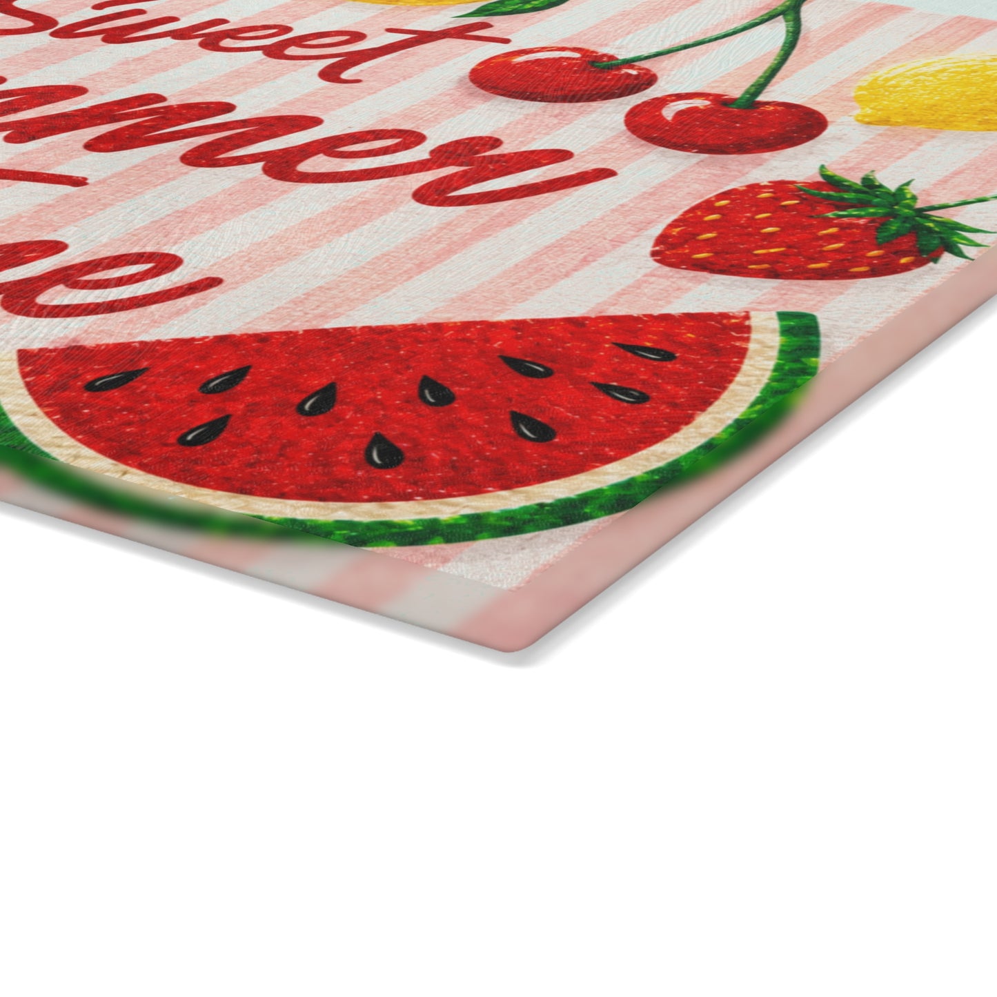 Watermelon Berry Delight Glass Cutting Board – Colorful Summer Kitchen Decor