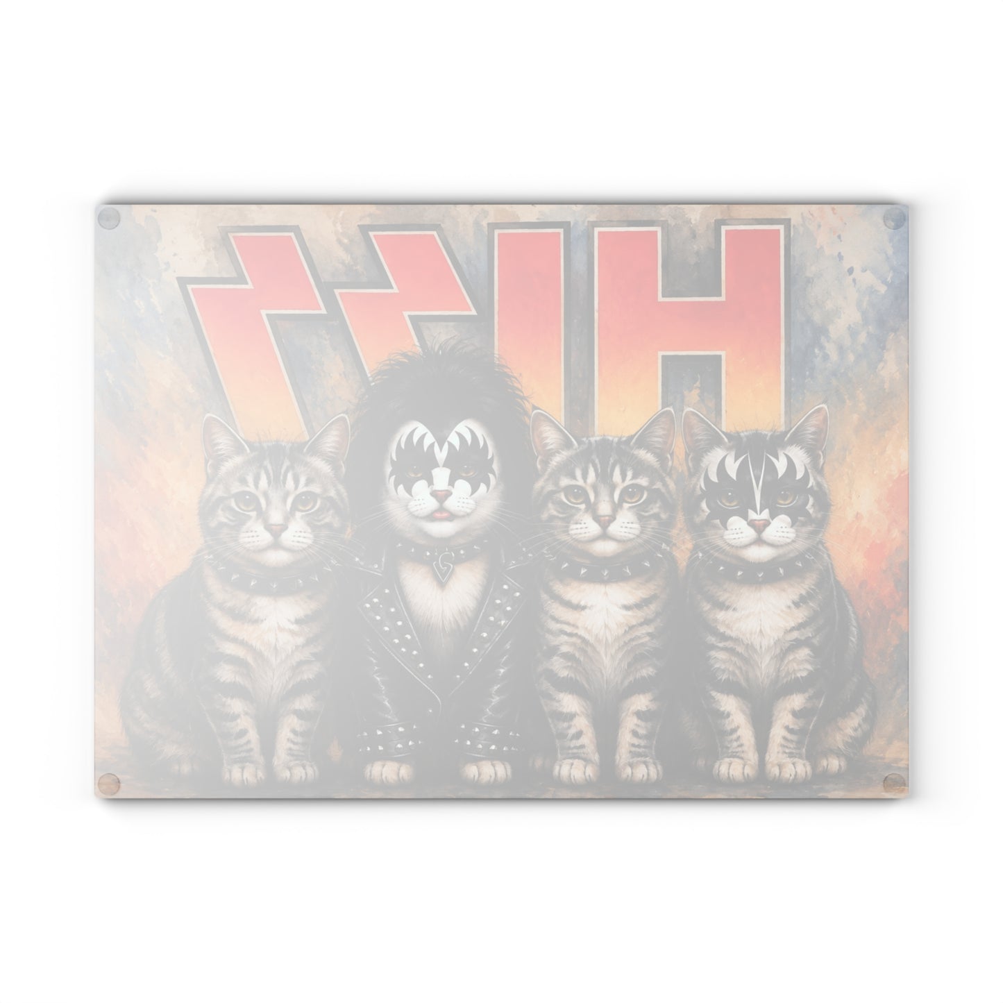 HISS Cats Glass Cutting Board – Funny Music-Loving Cat Artwork for Cat Lovers