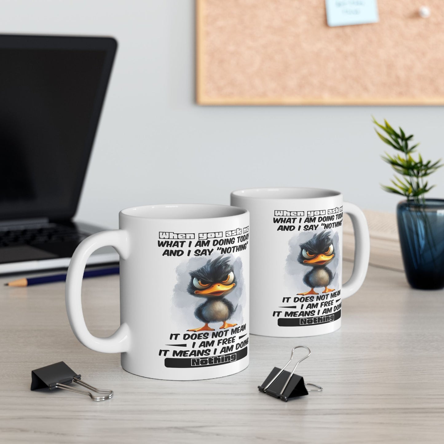 Taza del pato gruñón “No estoy haciendo nada”: ¡adopta la vida tranquila con estilo!