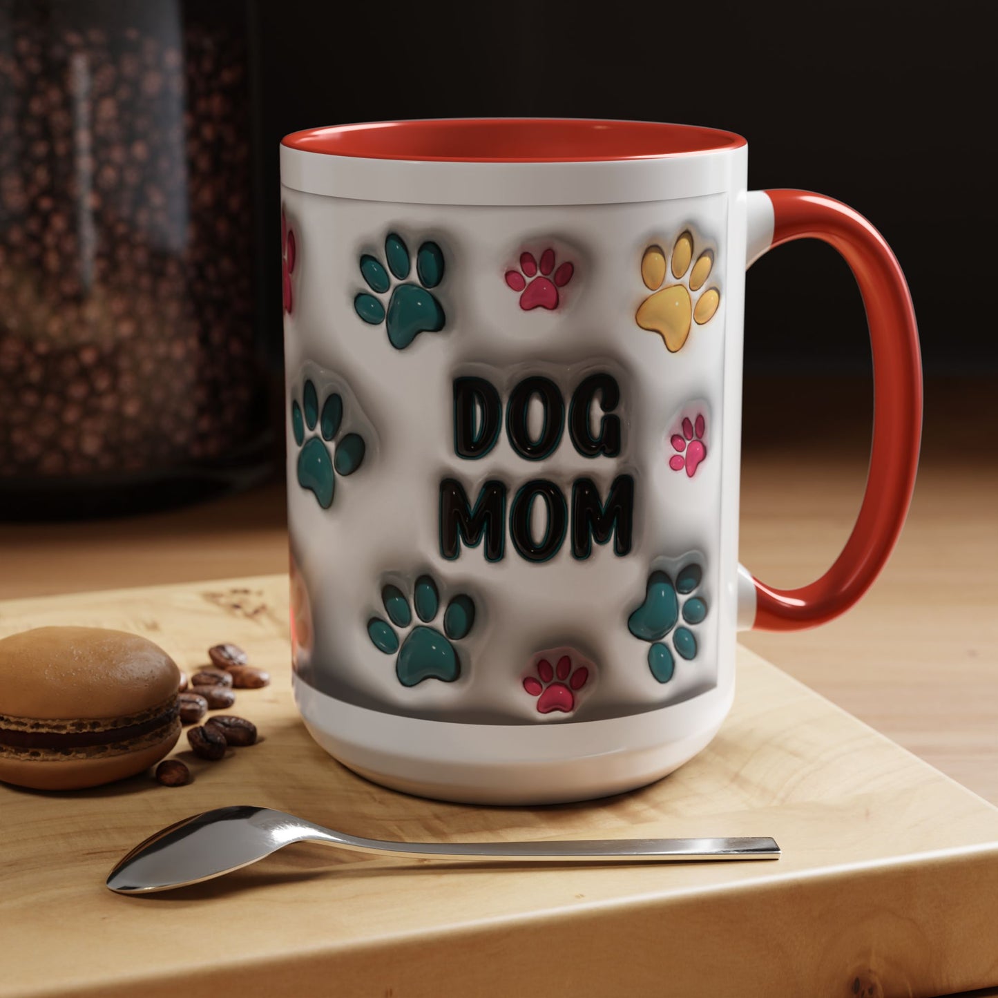 Dog Mom Accent Mug – Colorful Paw Print Cup for Proud Pet Parents