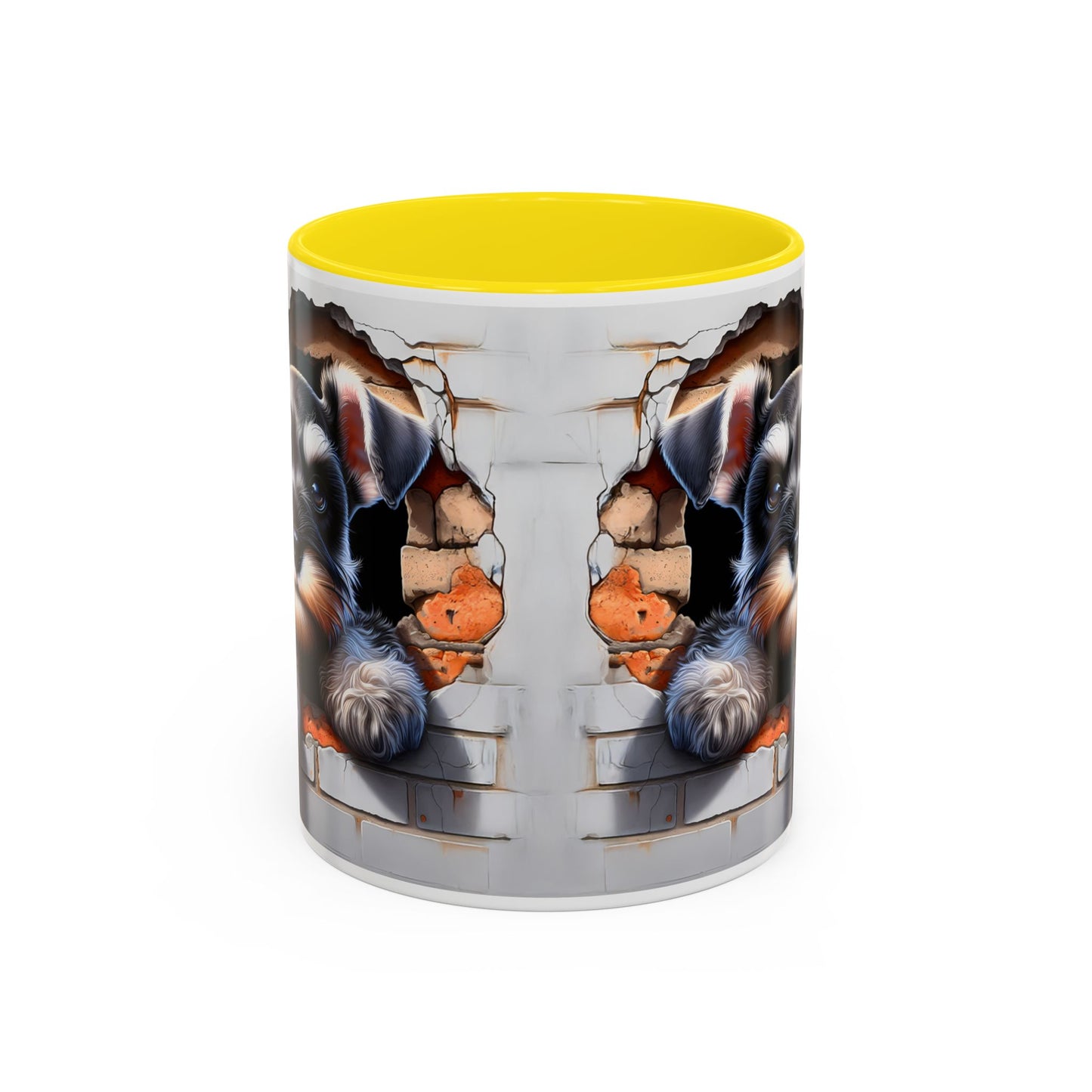 🎀🐶 Schnauzer Puppy Accent Mug – Cute Peek-Through Dog Design for Animal Lovers ☕💖