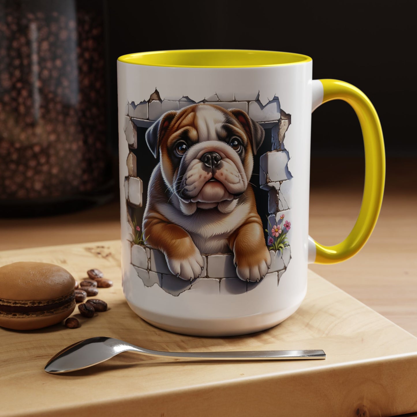 🐶☕ English Bulldog Puppy Accent Mug – Adorable Breakthrough Pup Design ✨rs (11/15oz)