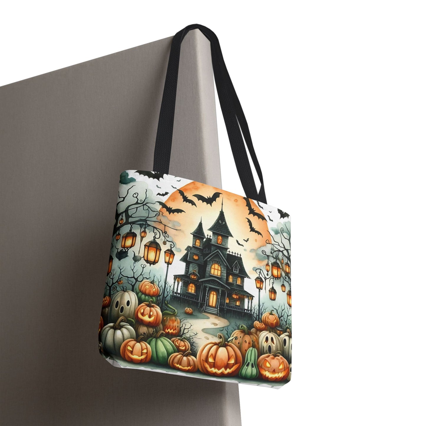 🏚️ Haunted House Halloween Tote Bag – Spooky Nights & Pumpkin Delights 🎃🖤