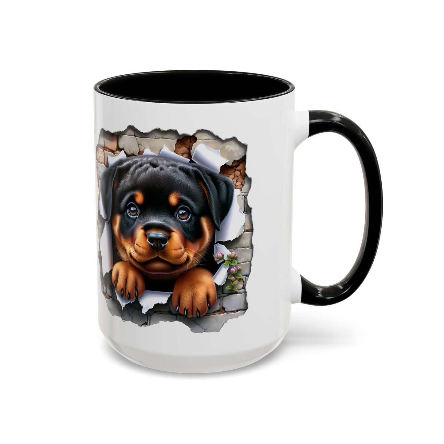 🐾☕ Rottweiler Puppy Accent Mug – Sweet Breakthrough Pup Design ✨
