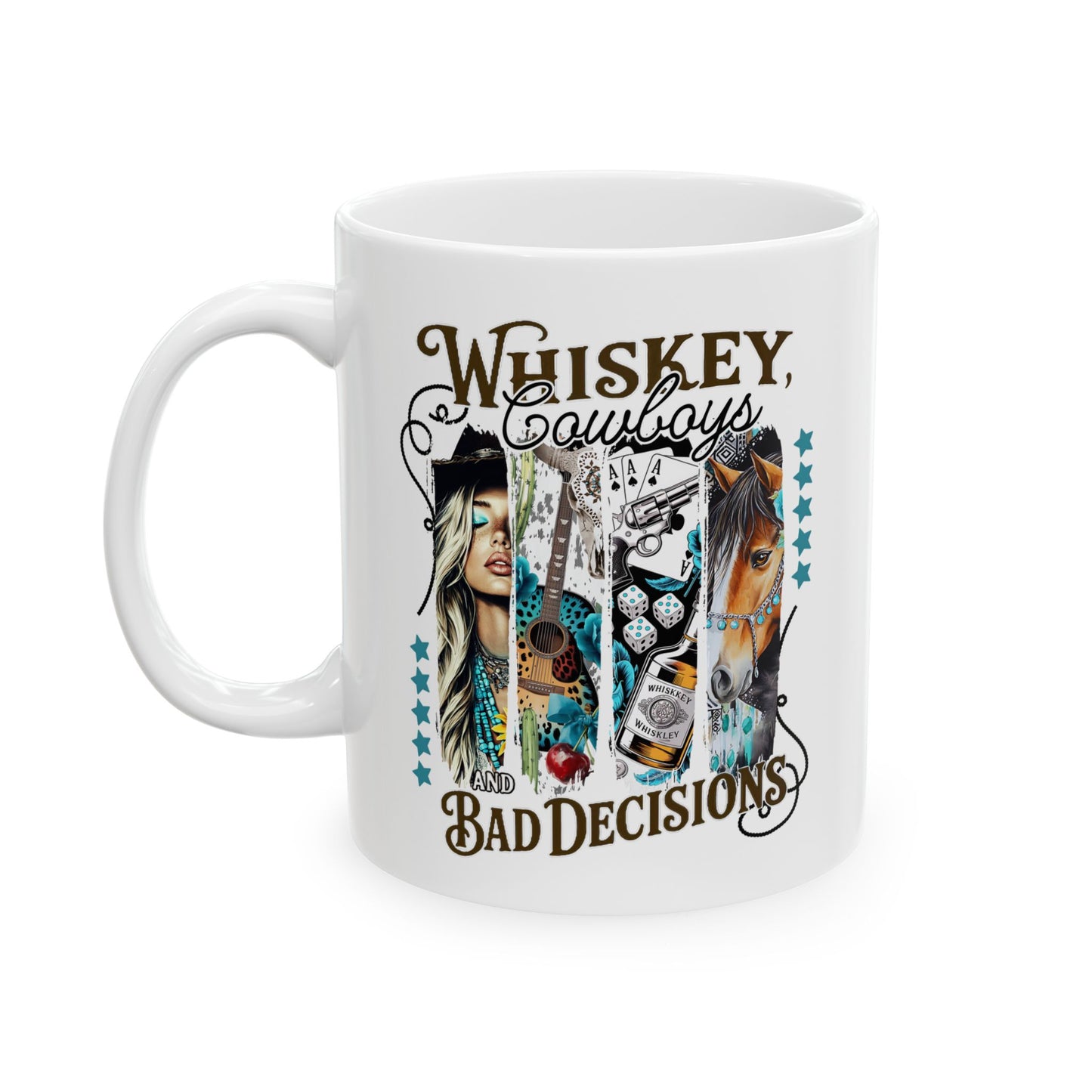 🥃 Whiskey, Cowboys, and Bad Decisions Mug – Perfect for the Wild at Heart! 🤠