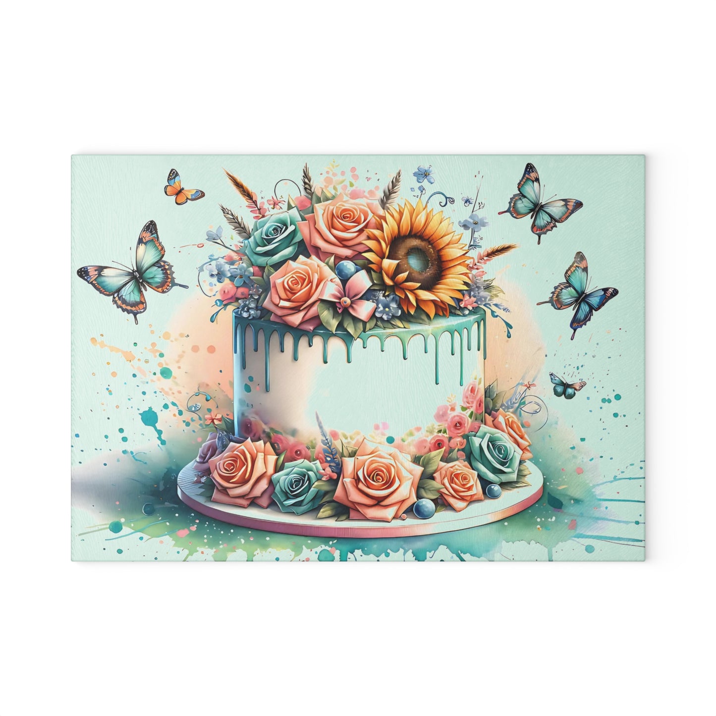 🎂🌸 Floral Celebration Cake Cutting Board – Personalized Birthday & Anniversary Gift 🦋✨