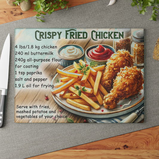 🍗 Crispy Fried Chicken Recipe – Southern Kitchen Charm Glass Cutting Board