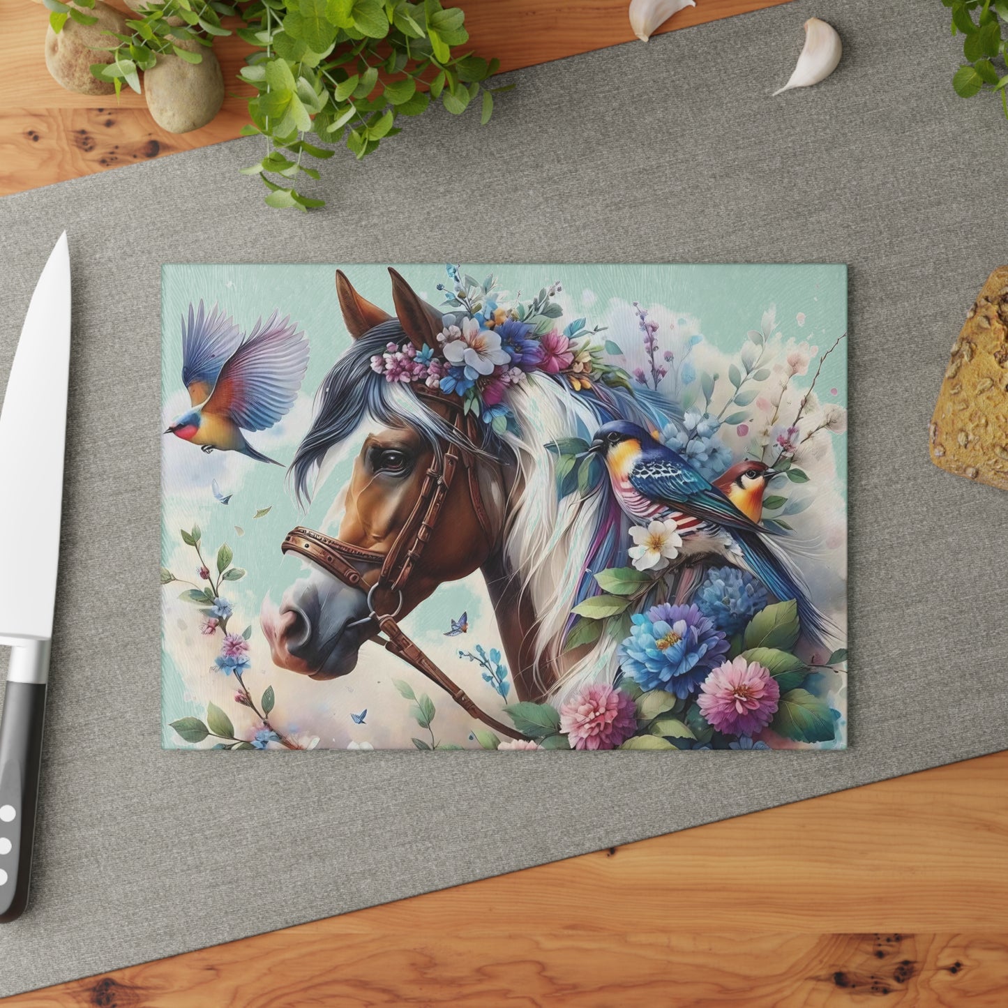 Tabla de cortar de caballo Tabla de cortar de vidrio templado Tabla de charcutería Tabla de cortar Regalo de inauguración de la casa Tabla de cortar personalizada