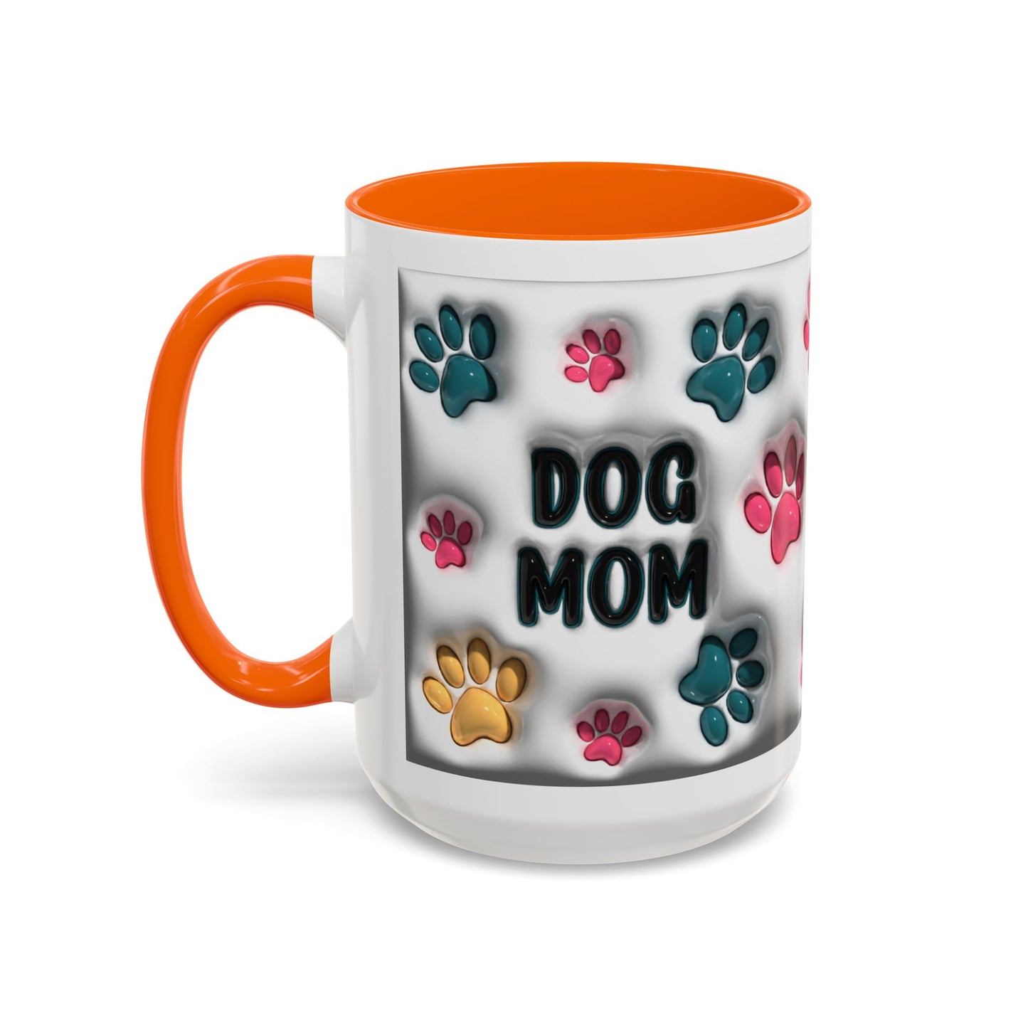 Dog Mom Accent Mug – Colorful Paw Print Cup for Proud Pet Parents