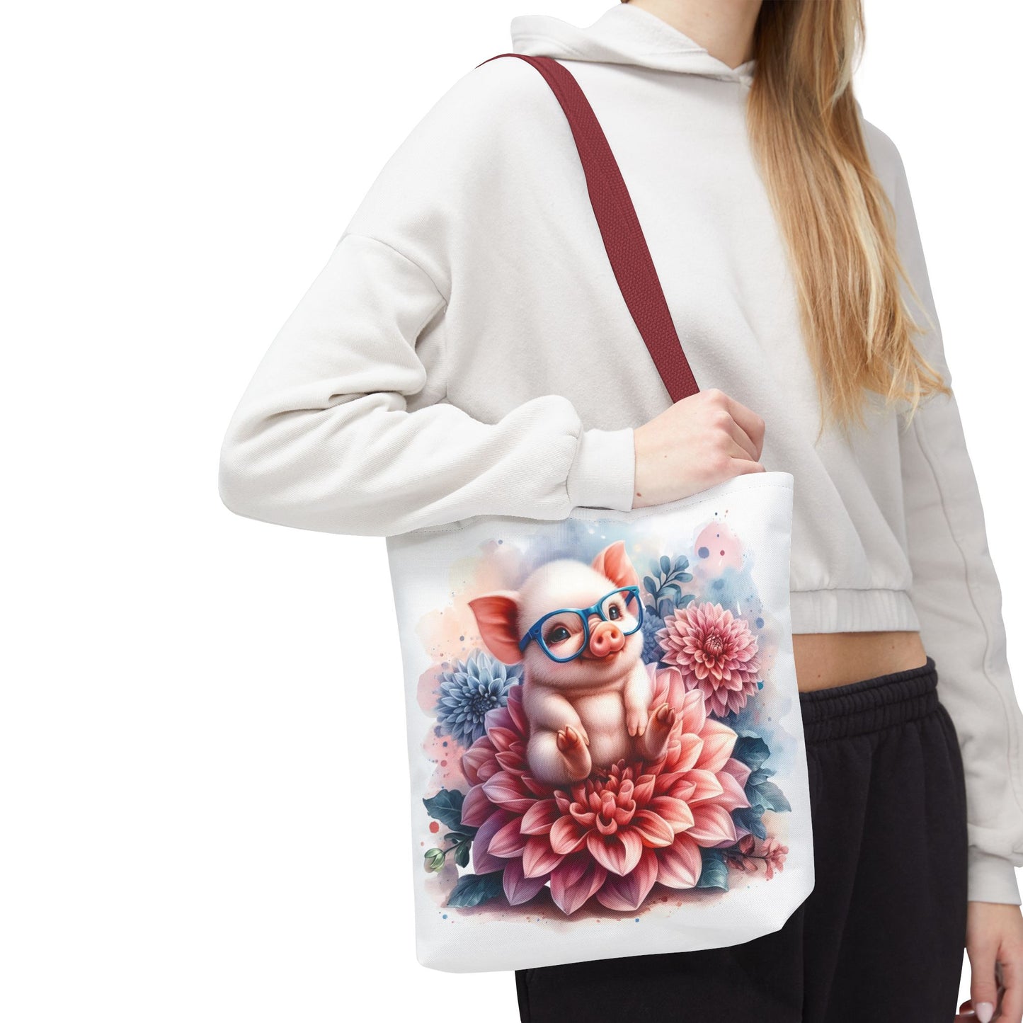 🐷 Floral Piglet Tote Bag – Cute, Whimsical & Practical 🌸