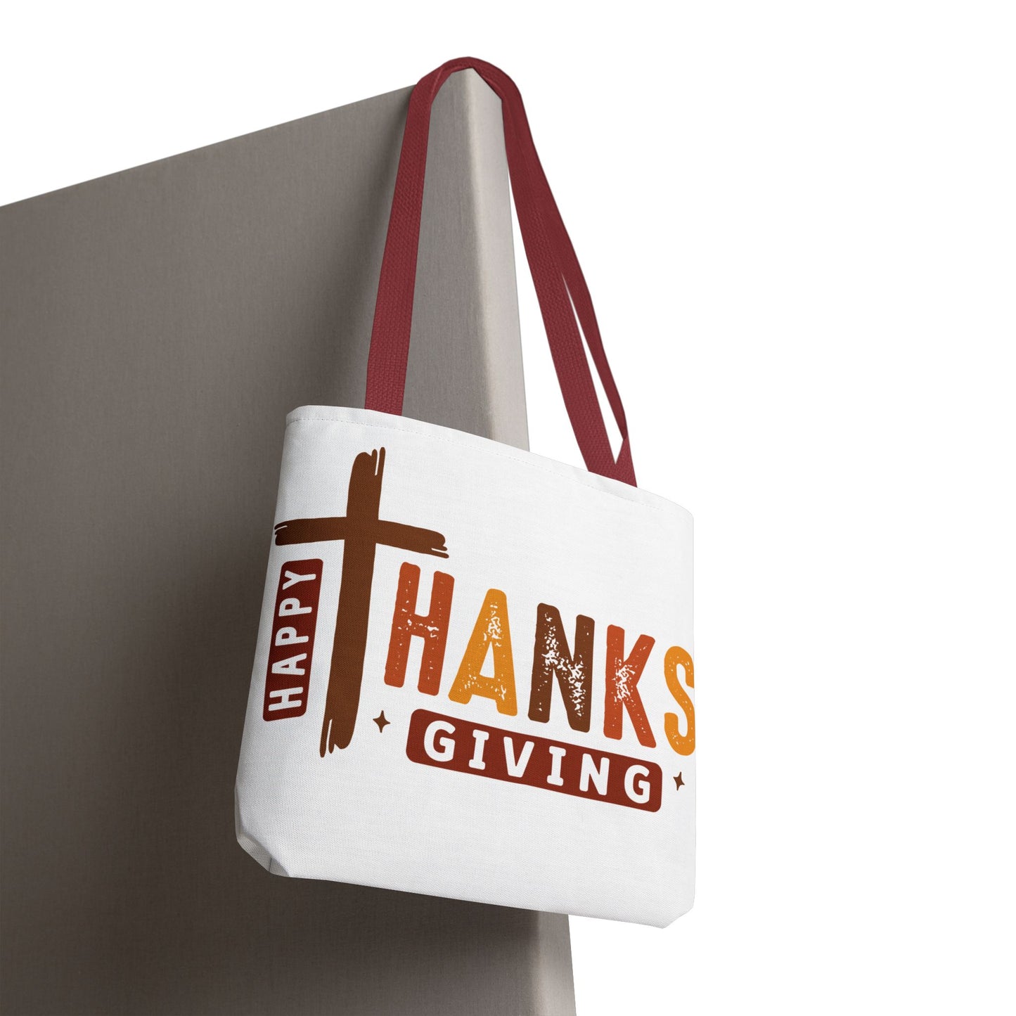 ✝️ Happy Thanksgiving Cross Tote – Faith & Gratitude in Fall Colors 🍂