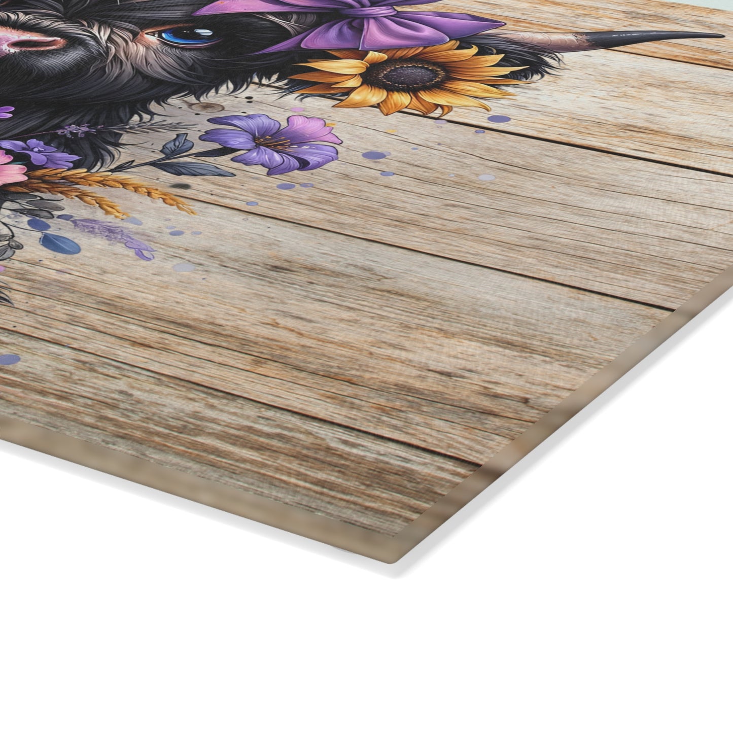 Tabla de cortar de vaca, tabla de cortar de vidrio con diseño de vaca de las Highlands, decoración de cocina con diseño de vaca, tabla de cortar para regalo de casa nueva, tabla de charcutería, regalos de vaca de las Highlands