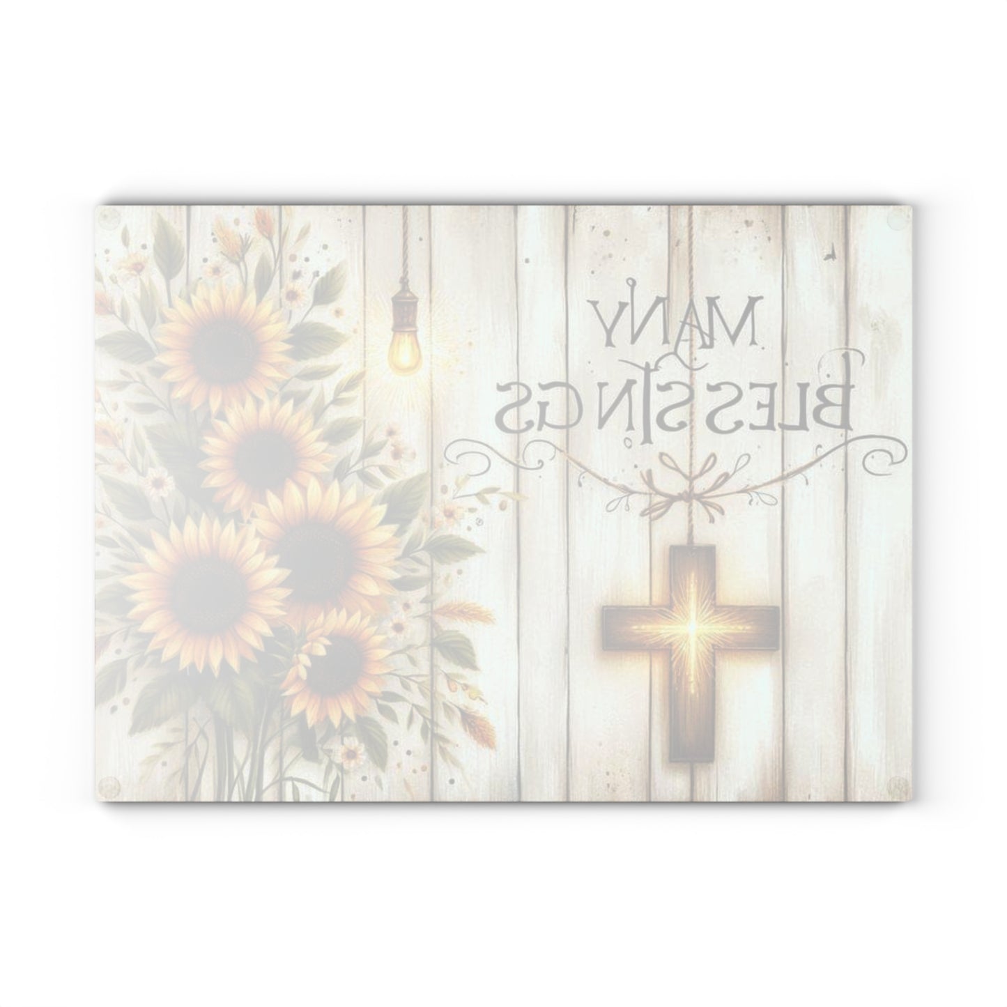 Tabla de cortar de vidrio inspiradora, regalo de Pascua, cruz y flores, ideal para regalar, decoración inspirada en la fe, decoración de cocina, regalos cristianos.