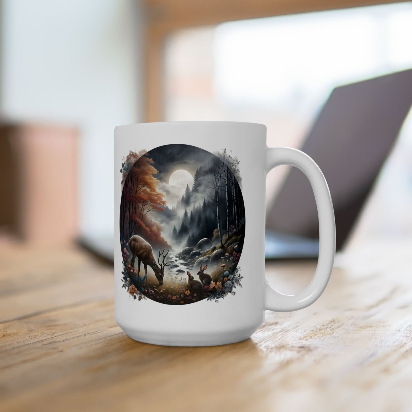 🦌🌲 Deer Forest Mug – Rustic Wildlife Coffee Cup ☕🍂