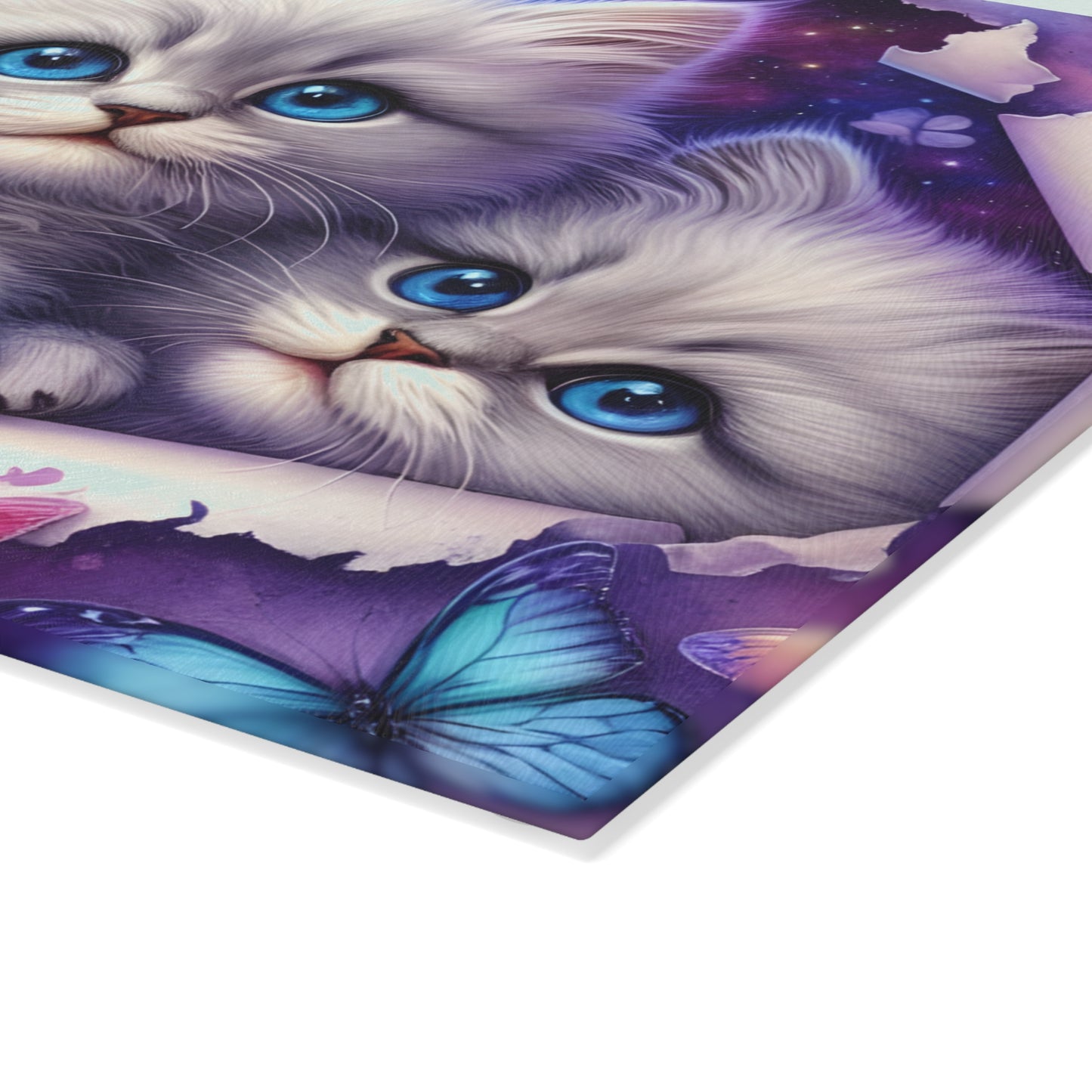 🐱 Blue-Eyed Kittens & Butterflies Cutting Board – Whimsical Charm for Your Kitchen 🦋