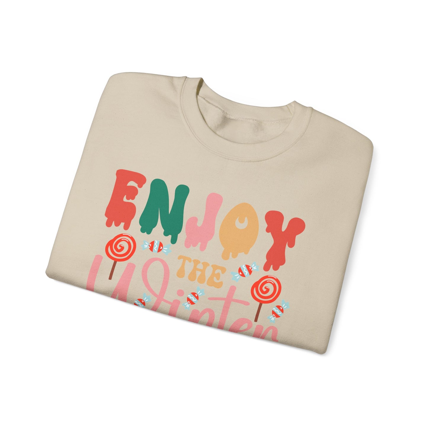 ❄️☕ Enjoy the Winter Sweatshirt – Cozy Snowflake & Cocoa Season Vibes 🧣✨