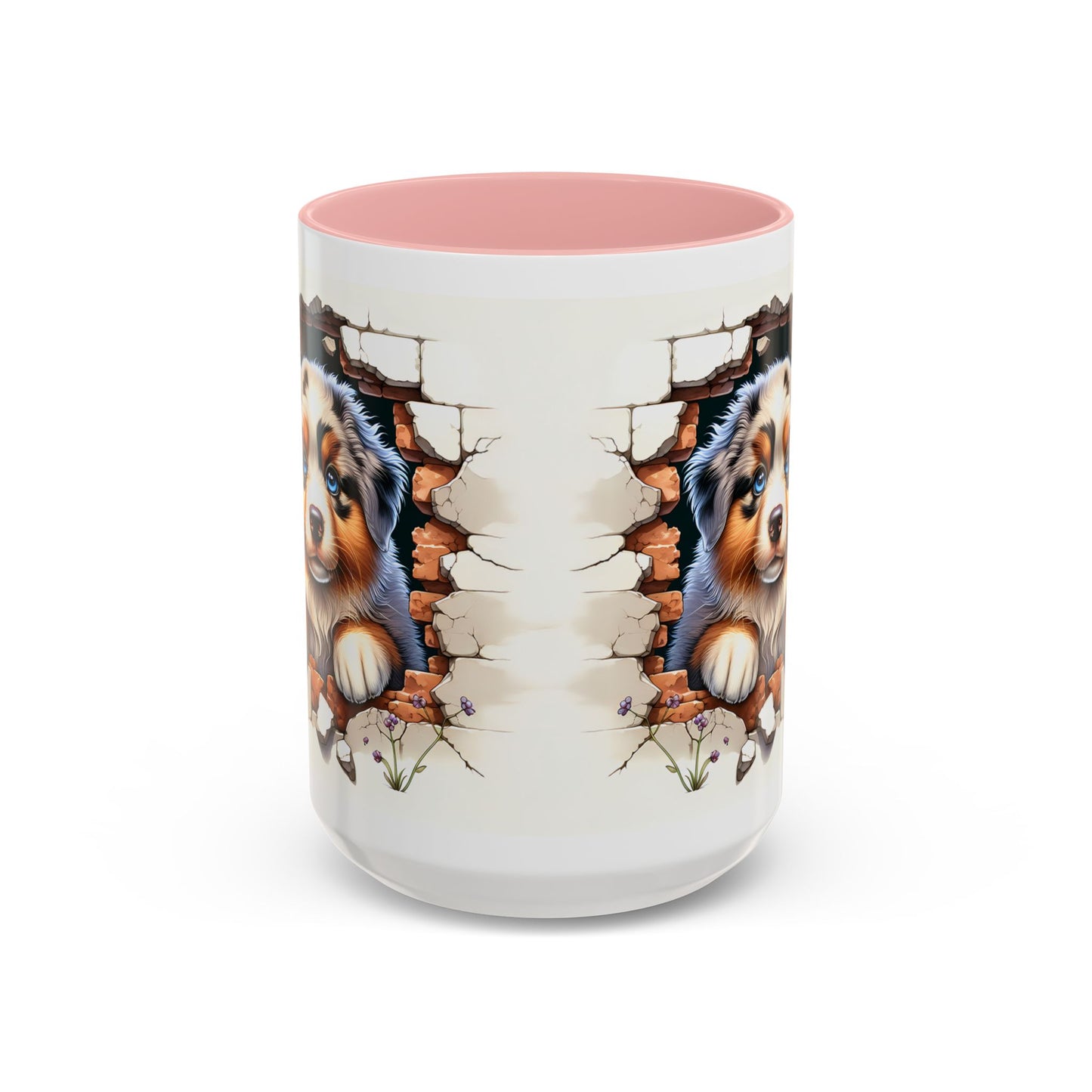 🐾☕ Australian Shepherd Puppy Peek Accent Mug – Blue-Eyed Beauty Dog Lover Gift ✨💙