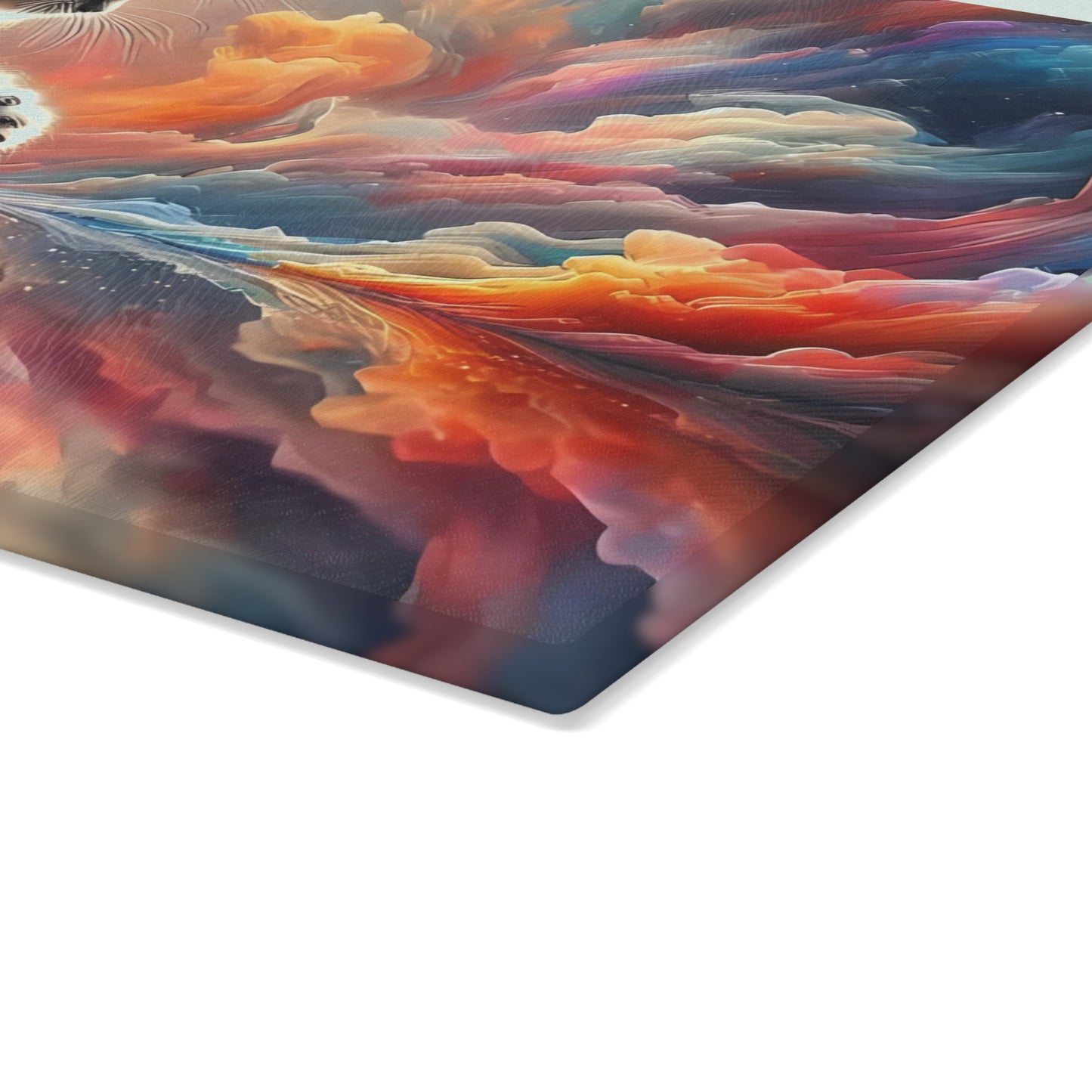 Tabla de cortar con diseño de gatito celestial: decoración de cocina con un toque de fantasía galáctica