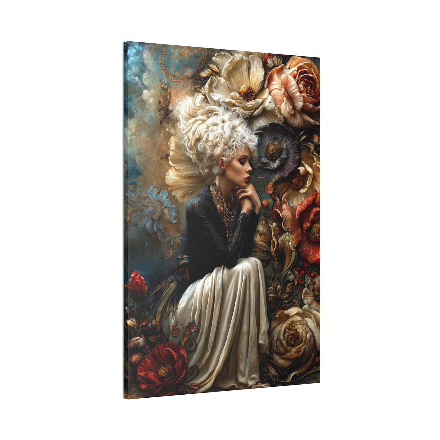 Elegant Floral Portrait Canvas – Vintage-Inspired Wall Art