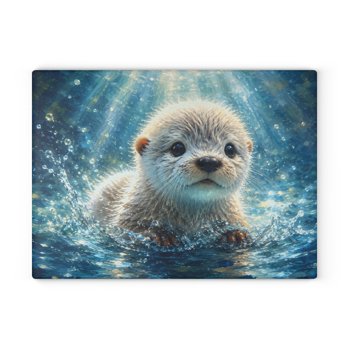 Baby Otter Glass Cutting Board – Cute River Animal Kitchen Decor