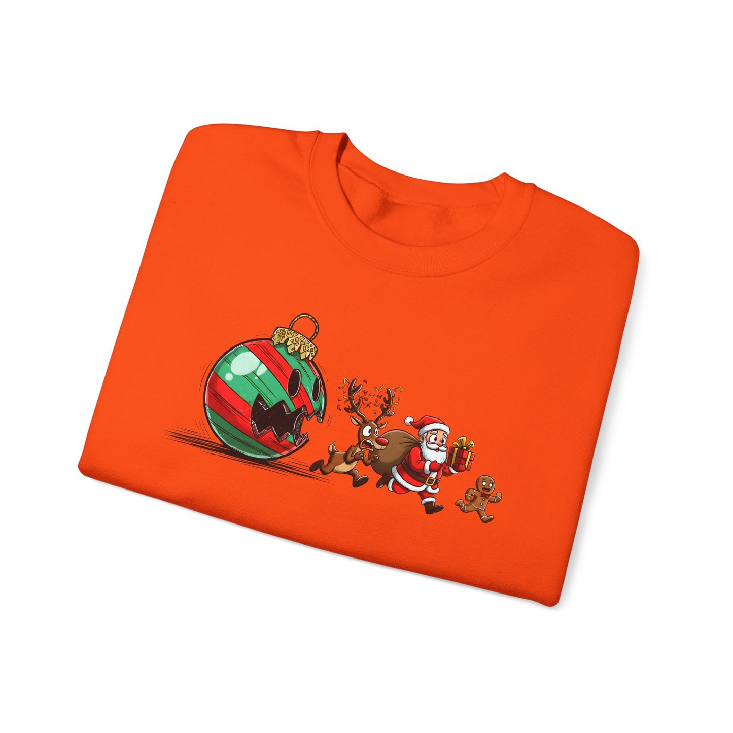 🎄🎅 Santa’s Great Ornament Escape Sweatshirt – Funny Christmas Crewneck for Holiday Laughs