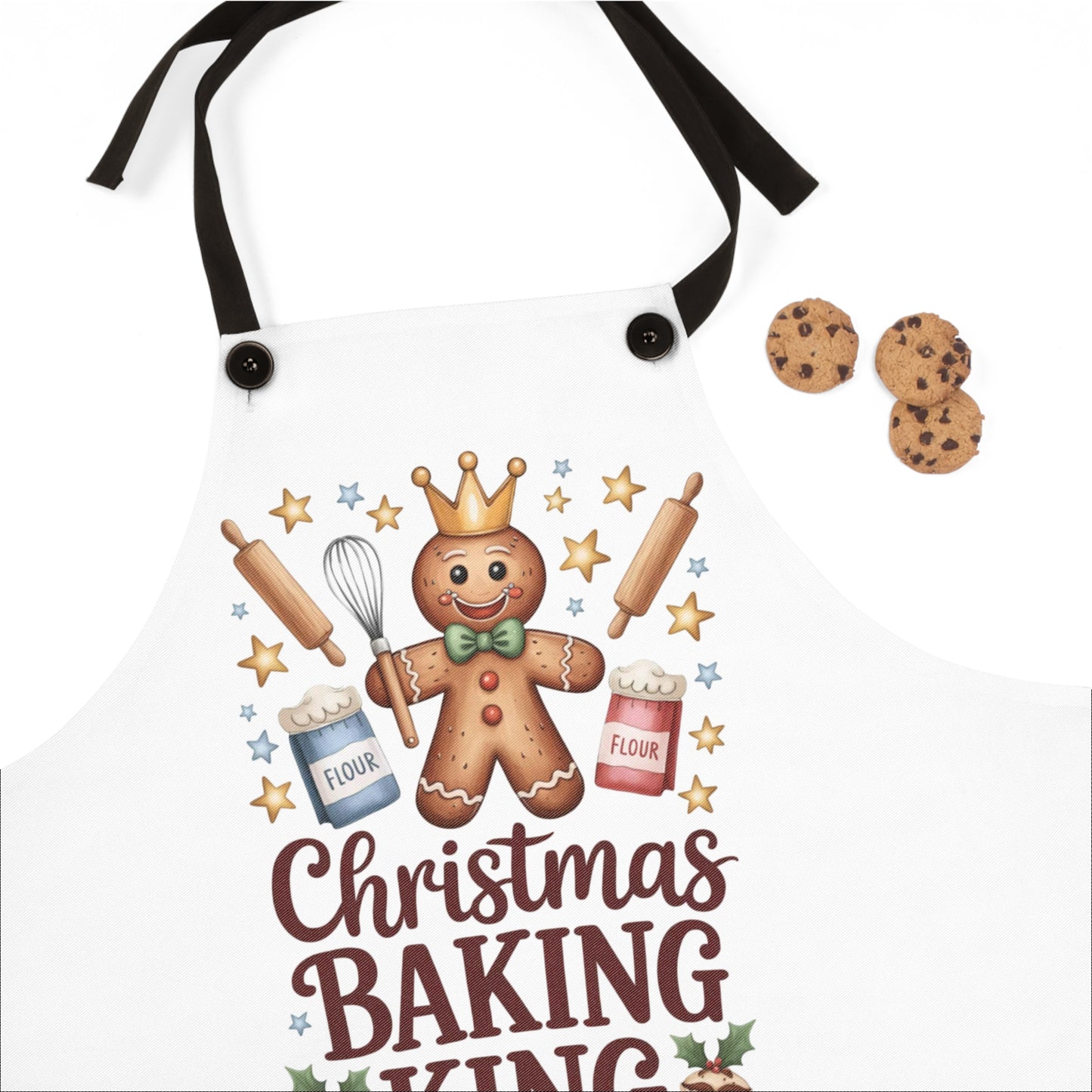 👑🍪 “Christmas Baking King” Apron — Crown the Cookie Boss of Your Kitchen