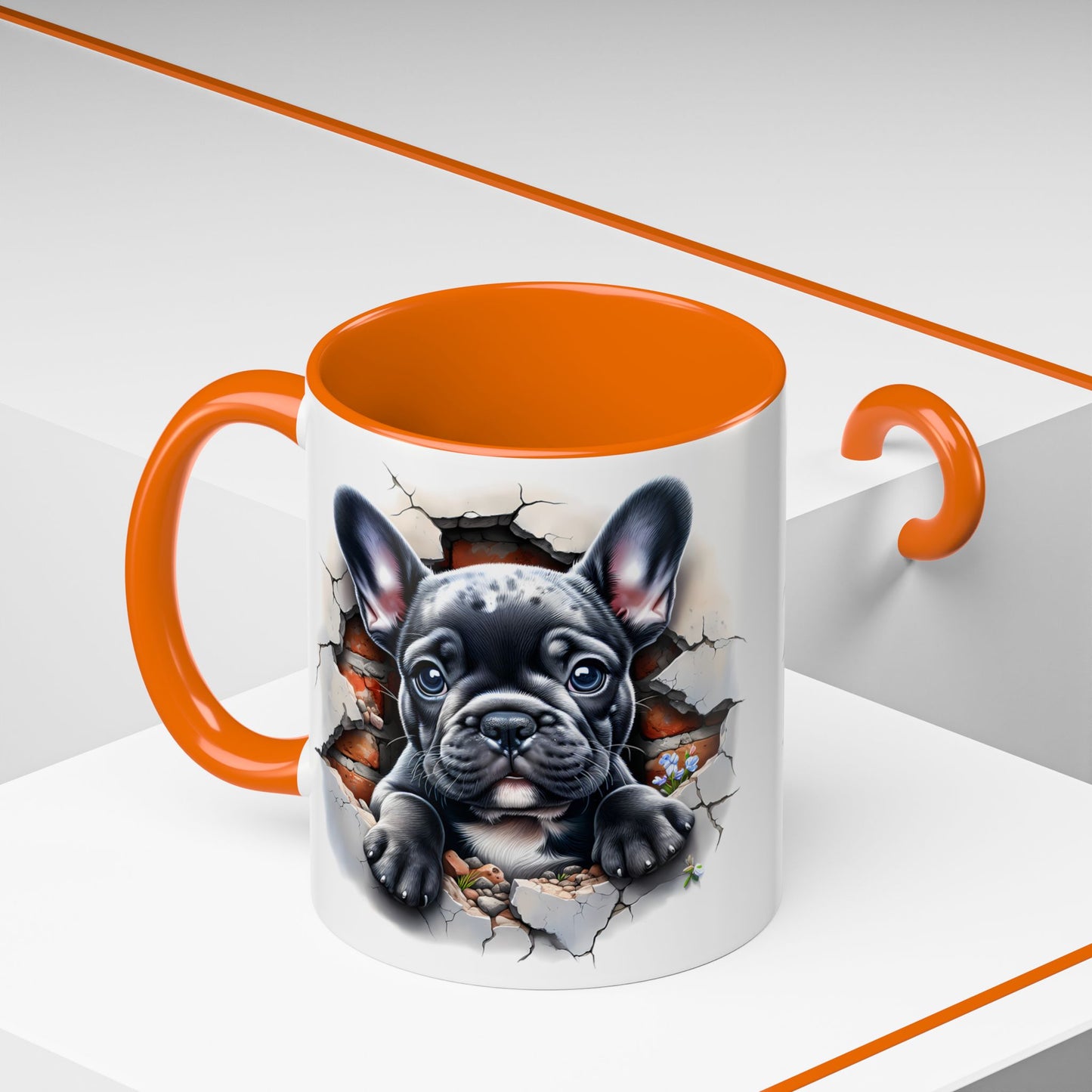 🐾🖤 Black French Bulldog Puppy Accent Mug – Cute Peek-Through Cup for Dog Lovers ☕✨