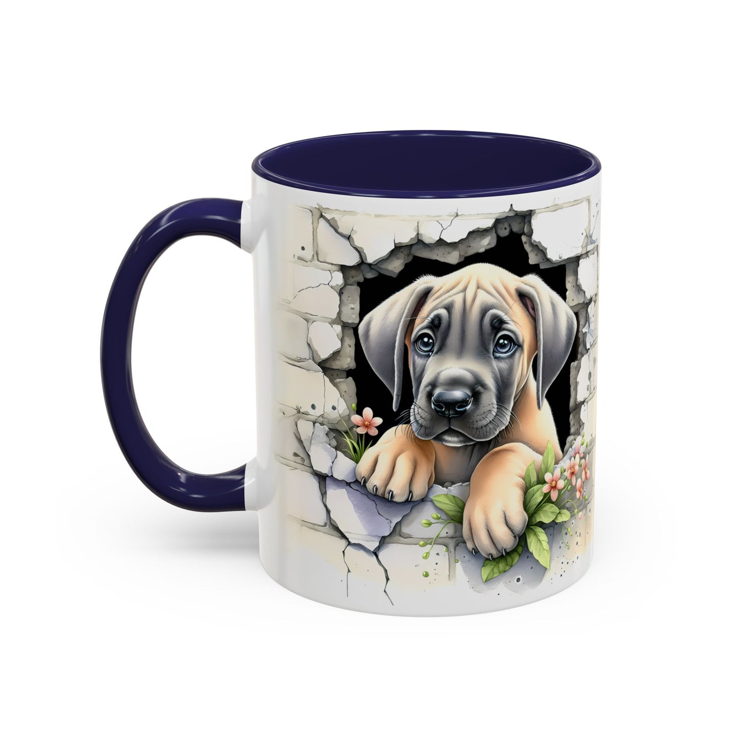 🐾 Great Dane Puppy Accent Mug – Sweet Peek-Through Puppy Design ☕💛