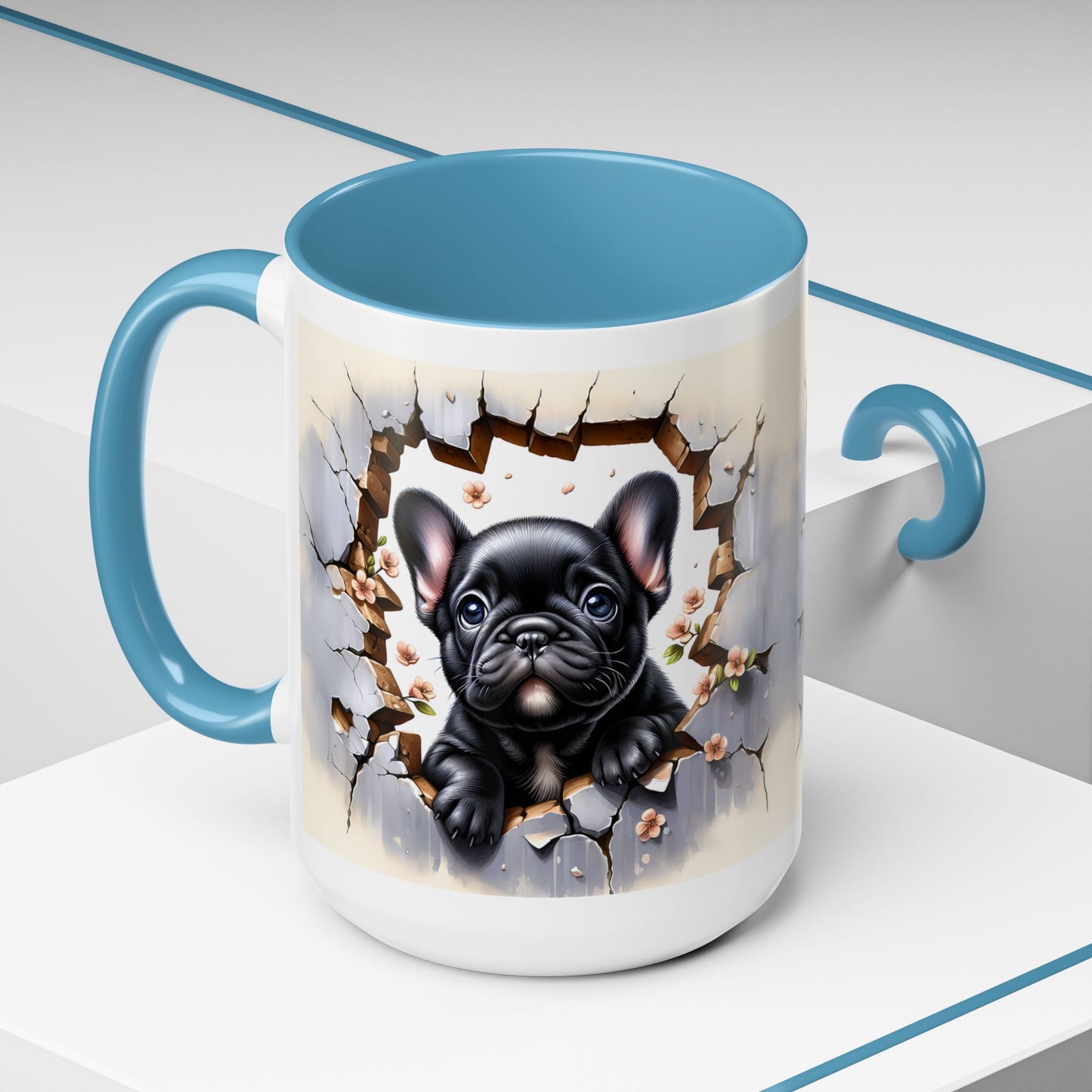 🐾☕ Black French Bulldog Puppy Accent Mug – Cute Breakthrough Pup Design ✨