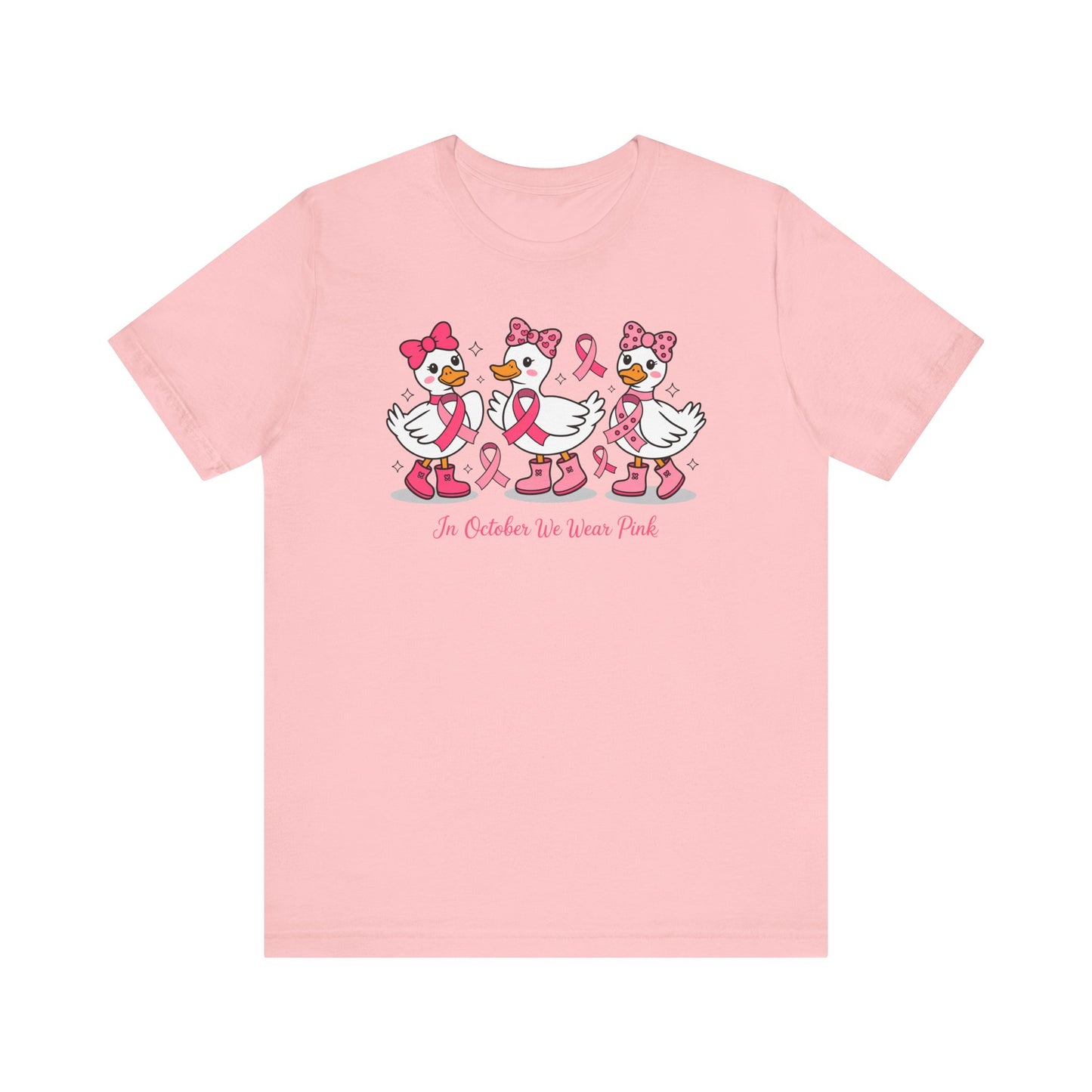 🎀🦆 In October We Wear Pink Duck T-Shirt – Cute Breast Cancer Awareness Tee 💖✨