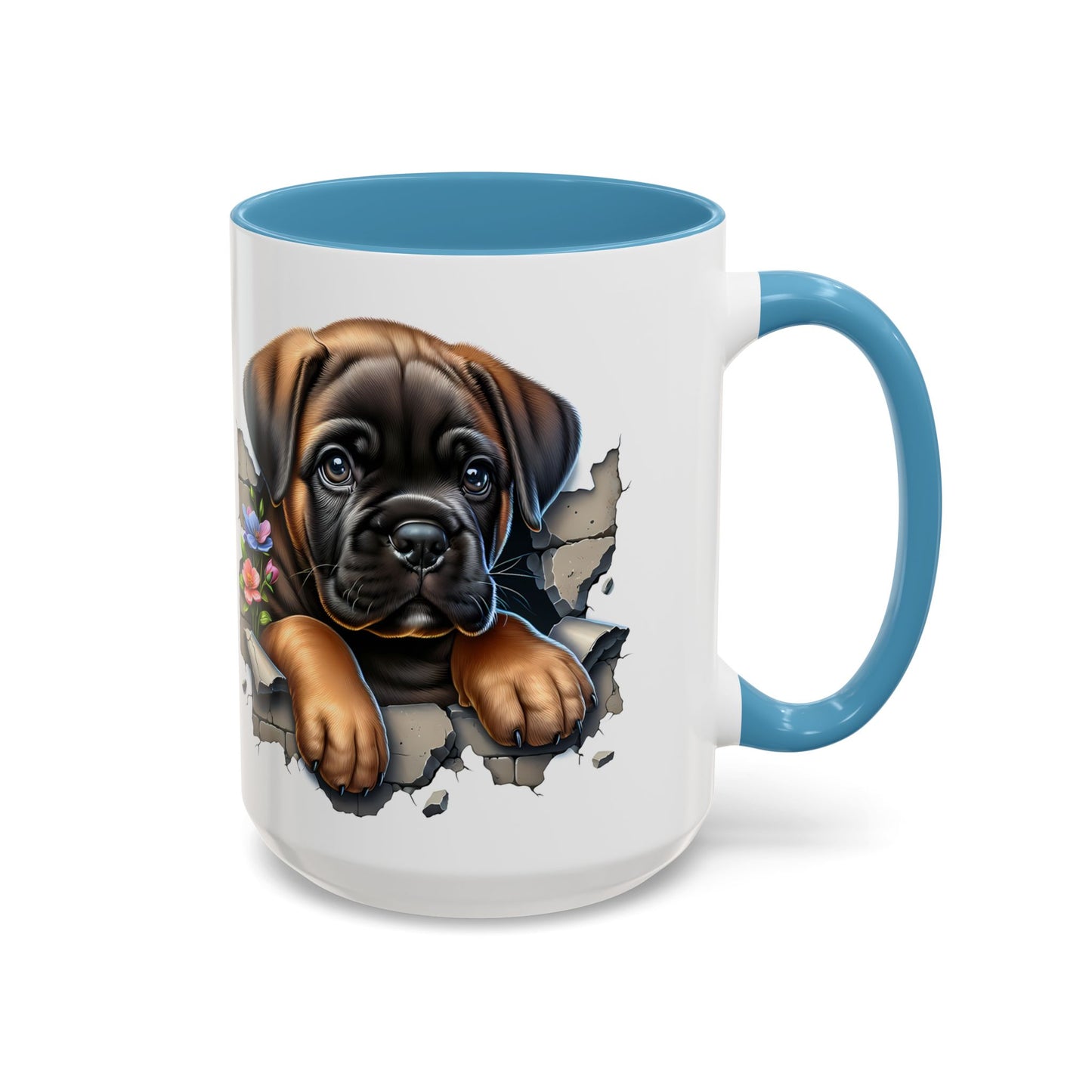 🧡 Boxer Puppy Accent Mug – Adorable Peek-Through Cup for Dog Lovers