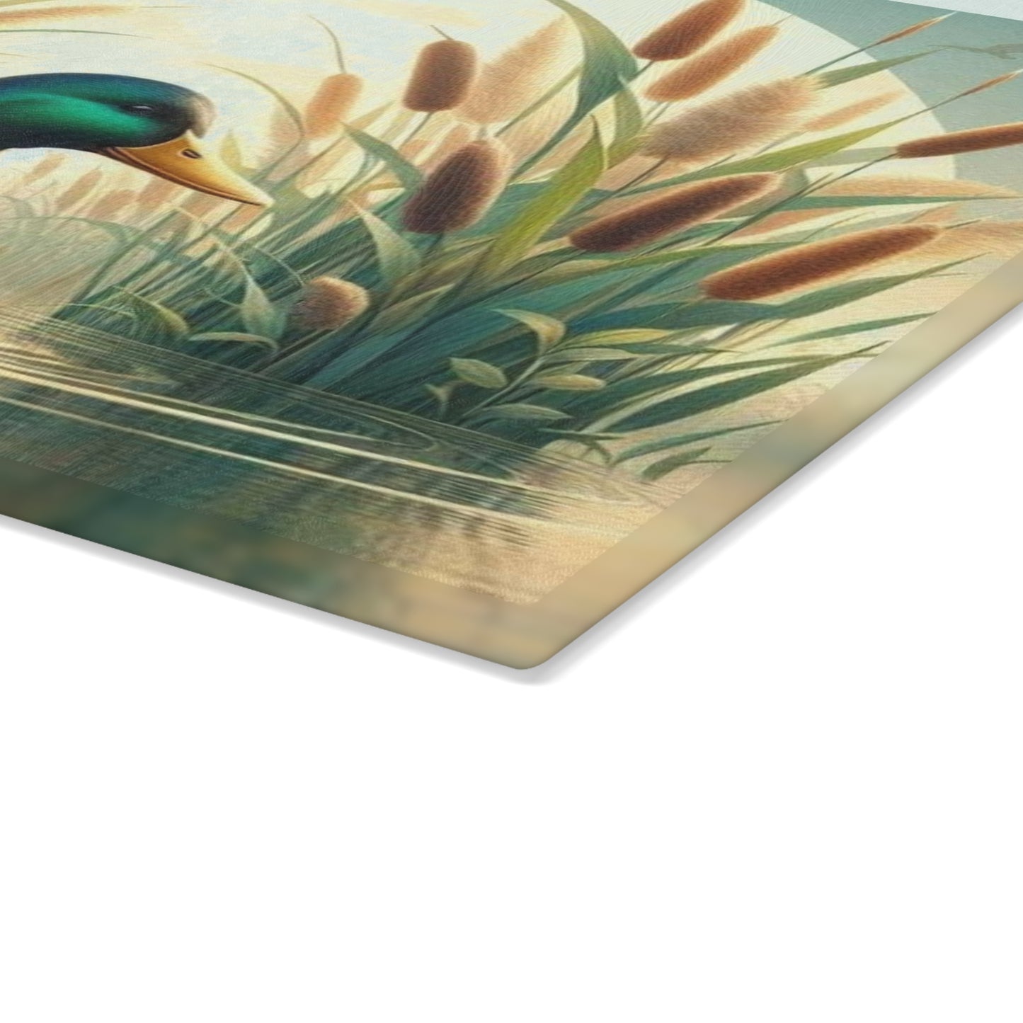 Serene Mallard in Reeds Cutting Board – Peaceful Lake & Nature Art
