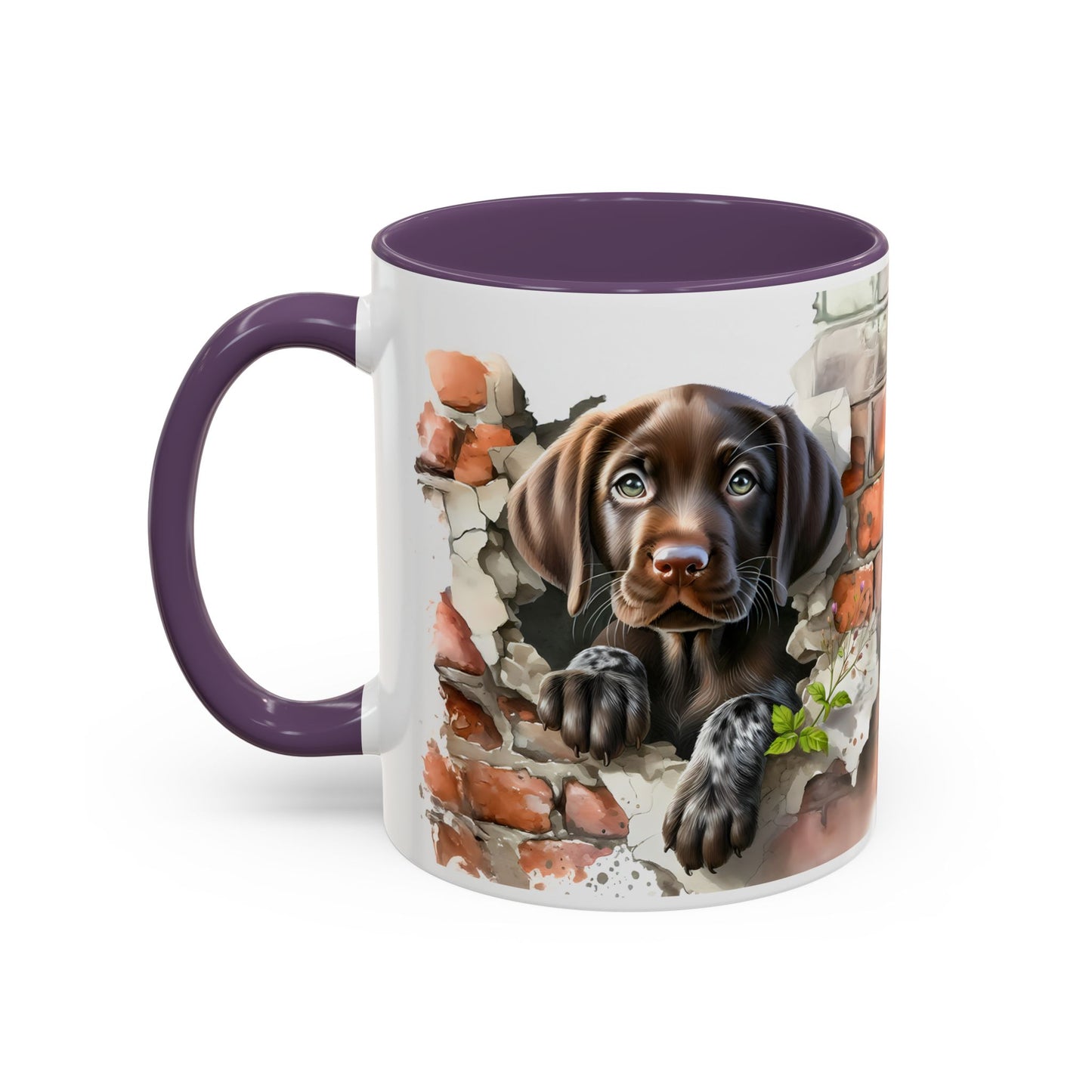 🐶🍫 Chocolate Lab Puppy Accent Mug – Sweet Brown Pup Coffee Cup ☕💛