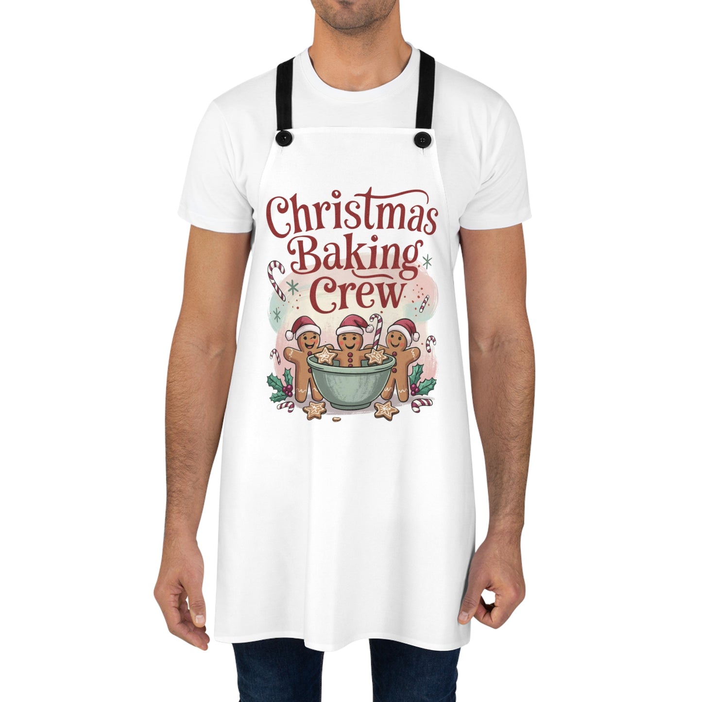 🎄🍪 “Christmas Baking Crew” Apron – Gingerbread Helpers & Candy Cane Cheer