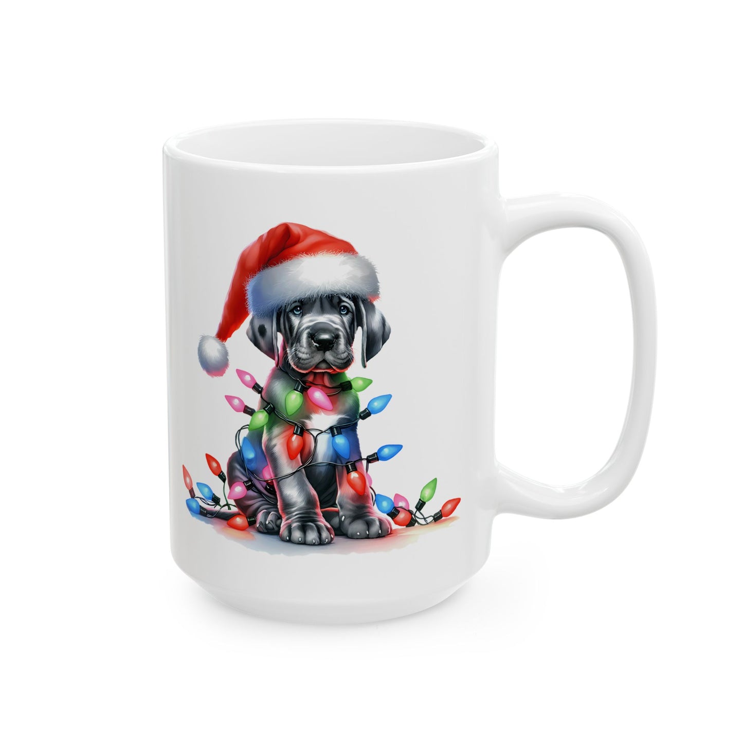 🎄 Great Dane Christmas Lights Mug – Festive Pup Charm in Every Sip 🎄