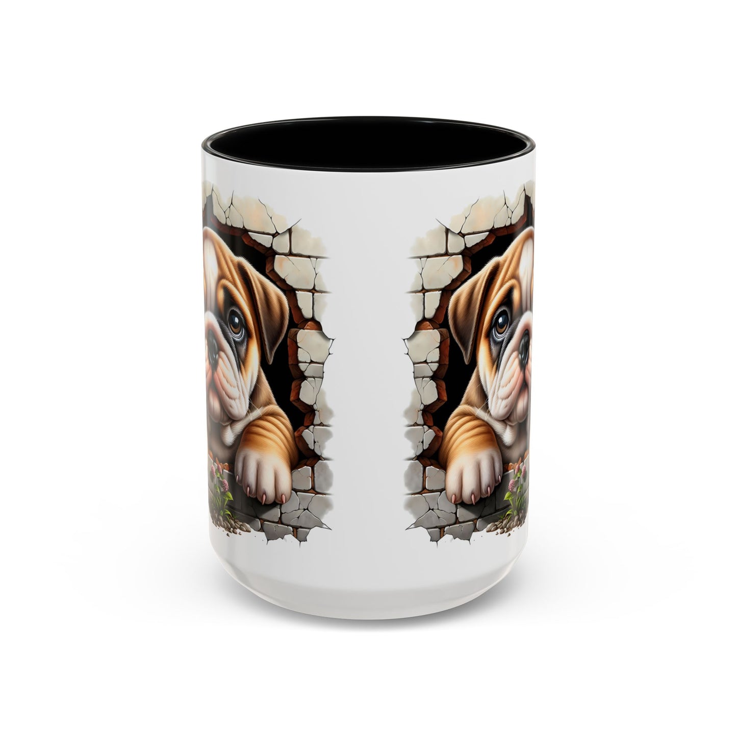 🎀🐶 English Bulldog Puppy Accent Mug – Cute Peek-Through Dog Design for Animal Lovers ☕💖