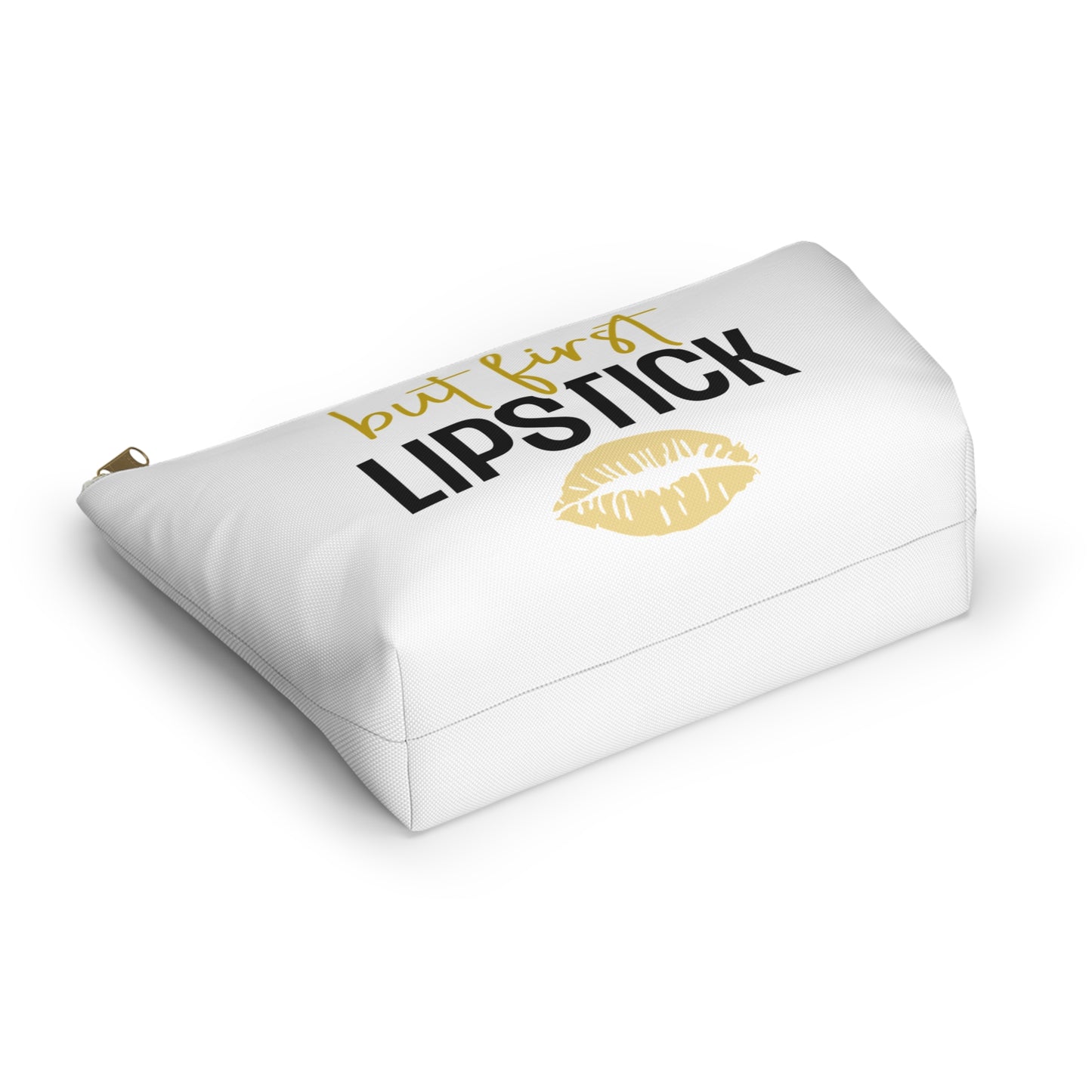 Accessory Pouch – "But First Lipstick" Yellow Makeup Bag