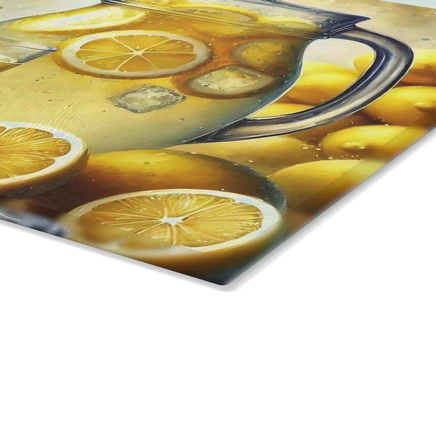 Tabla de cortar de limón, decoración de cocina cítrica, estilo rústico de granja, tabla de cortar de vidrio, decoración de cocina de verano, diseño de limón fresco, idea de regalo