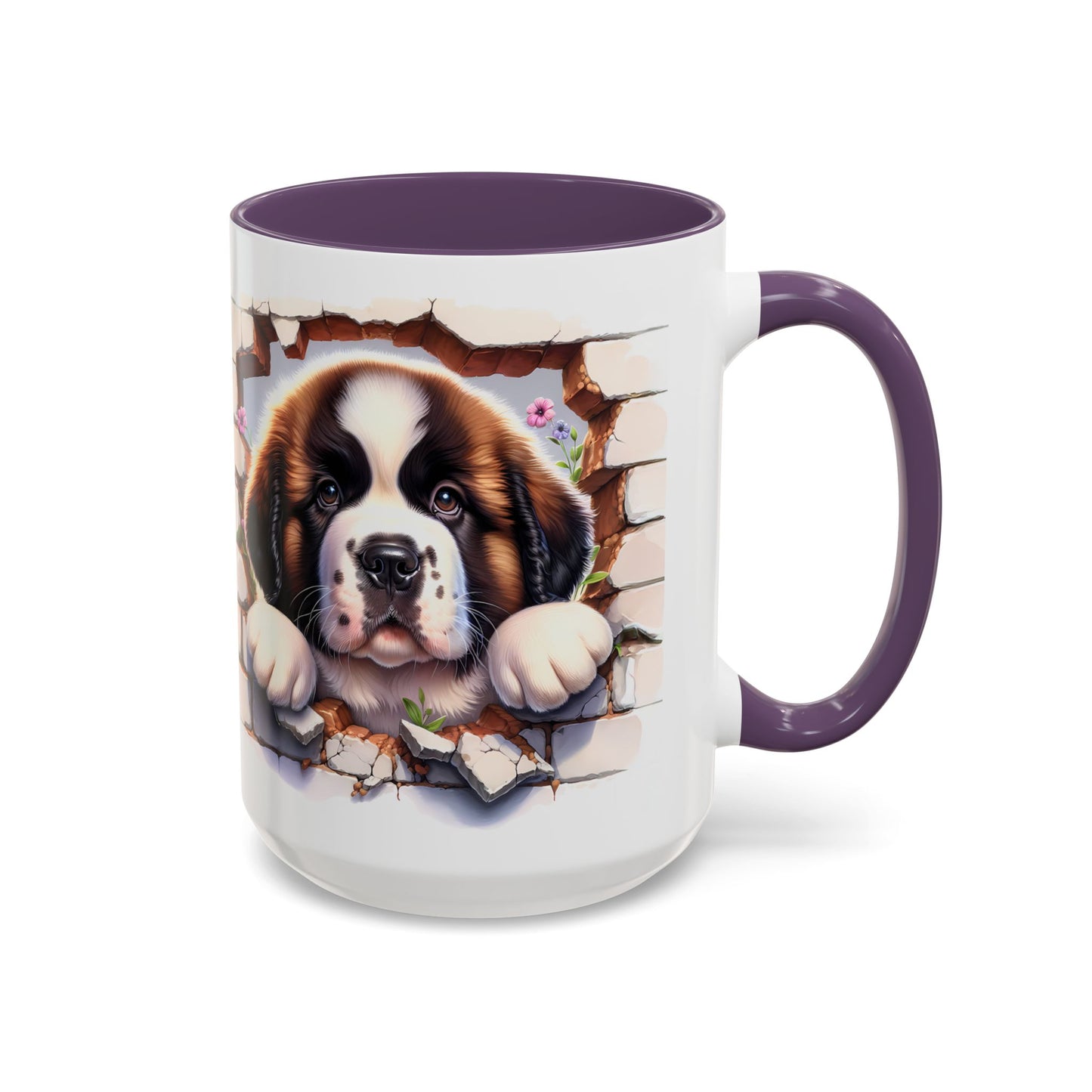 🐾☕ St. Bernard Puppy Peek Accent Mug – Gentle Giant Pup Lover Gift ✨❤️